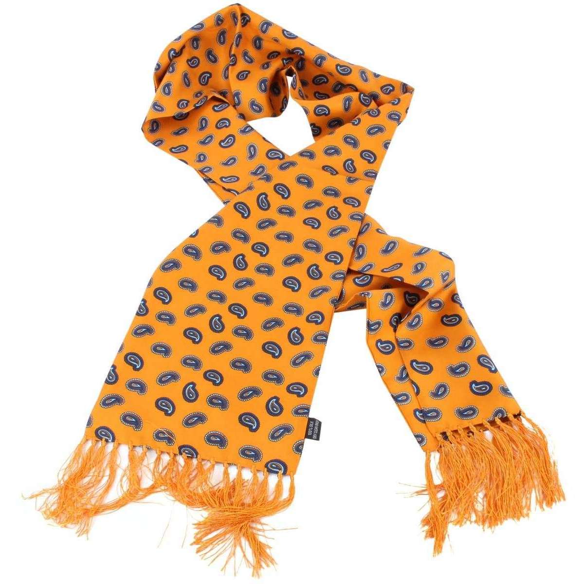 Knightsbridge Neckwear Paisley Silk Scarf - Gold/Navy - Image 2