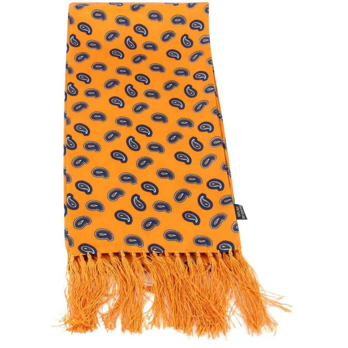 Knightsbridge Neckwear Paisley Silk Scarf - Gold/Navy - Image 3