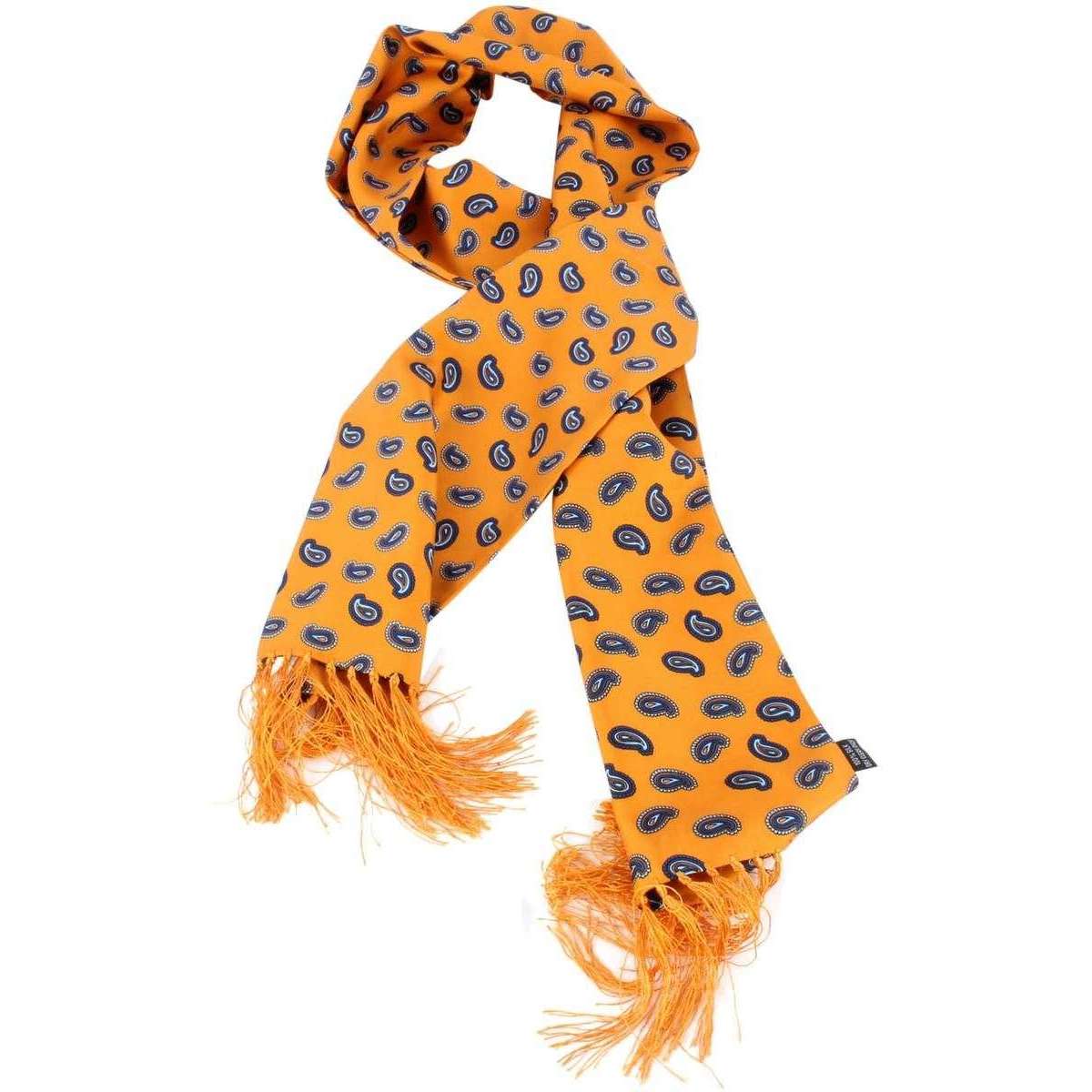 Knightsbridge Neckwear Paisley Silk Scarf - Gold/Navy - Image 4