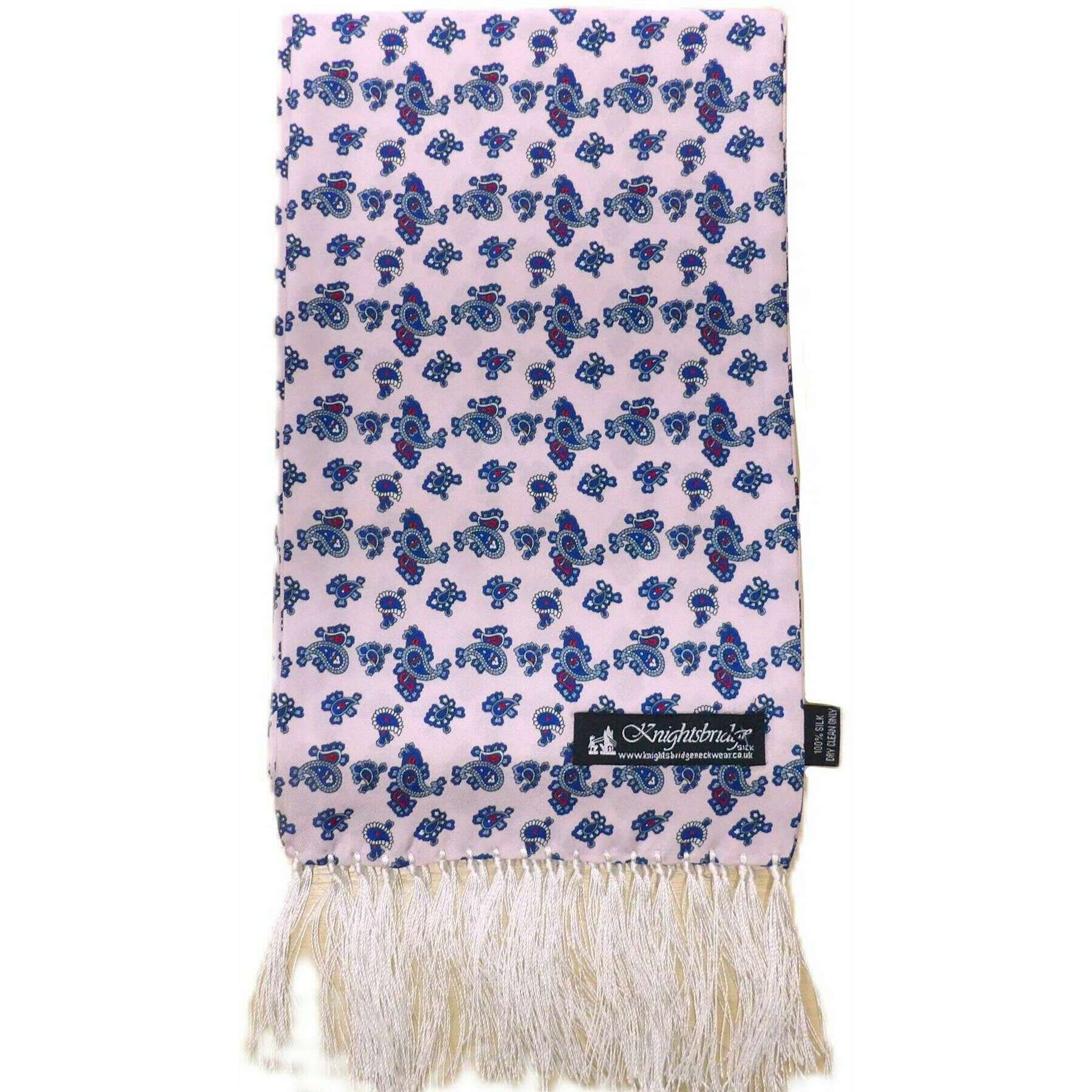Knightsbridge Neckwear Paisley Silk Scarf - Pale Pink/Navy