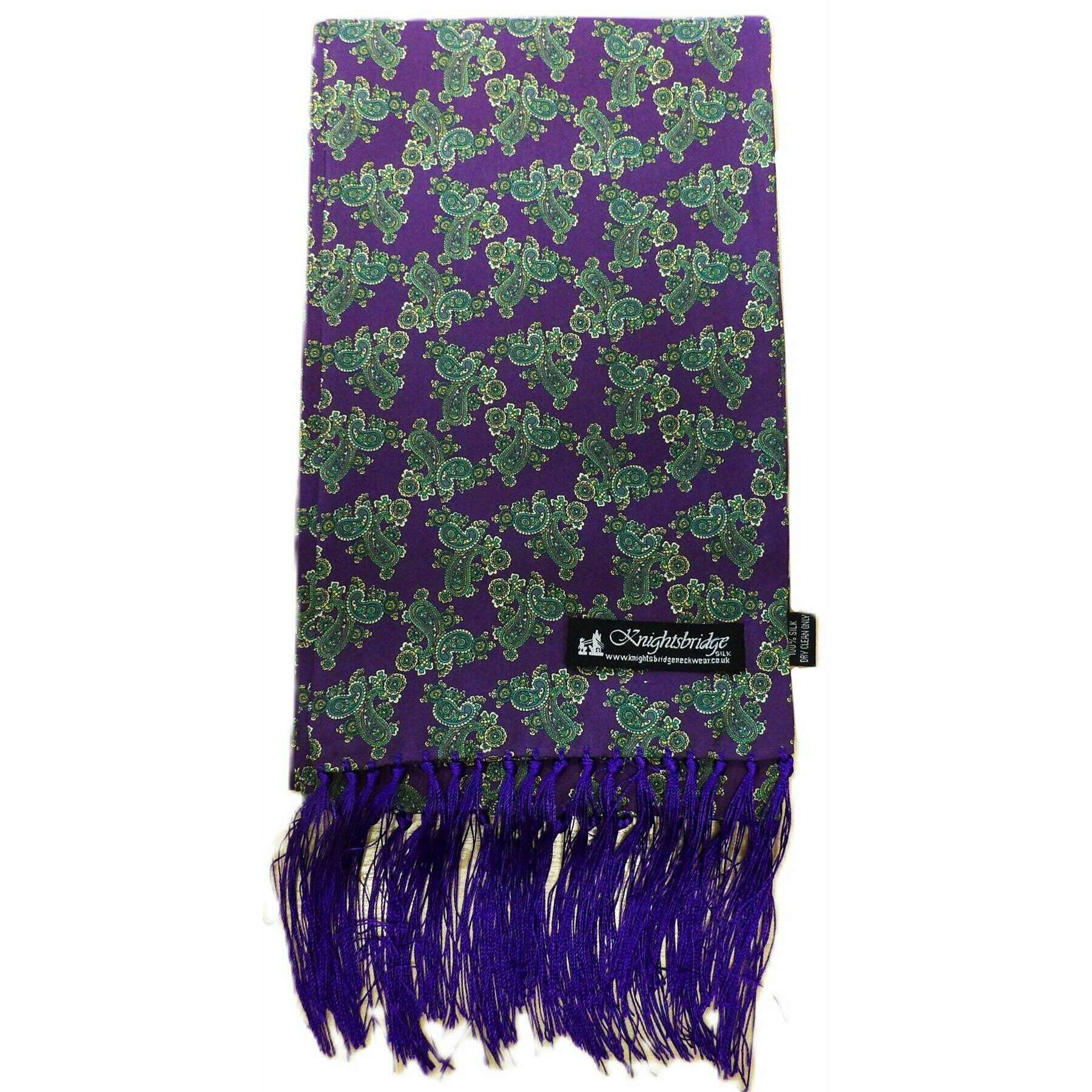Knightsbridge Neckwear Paisley Silk Scarf - Purple/Green
