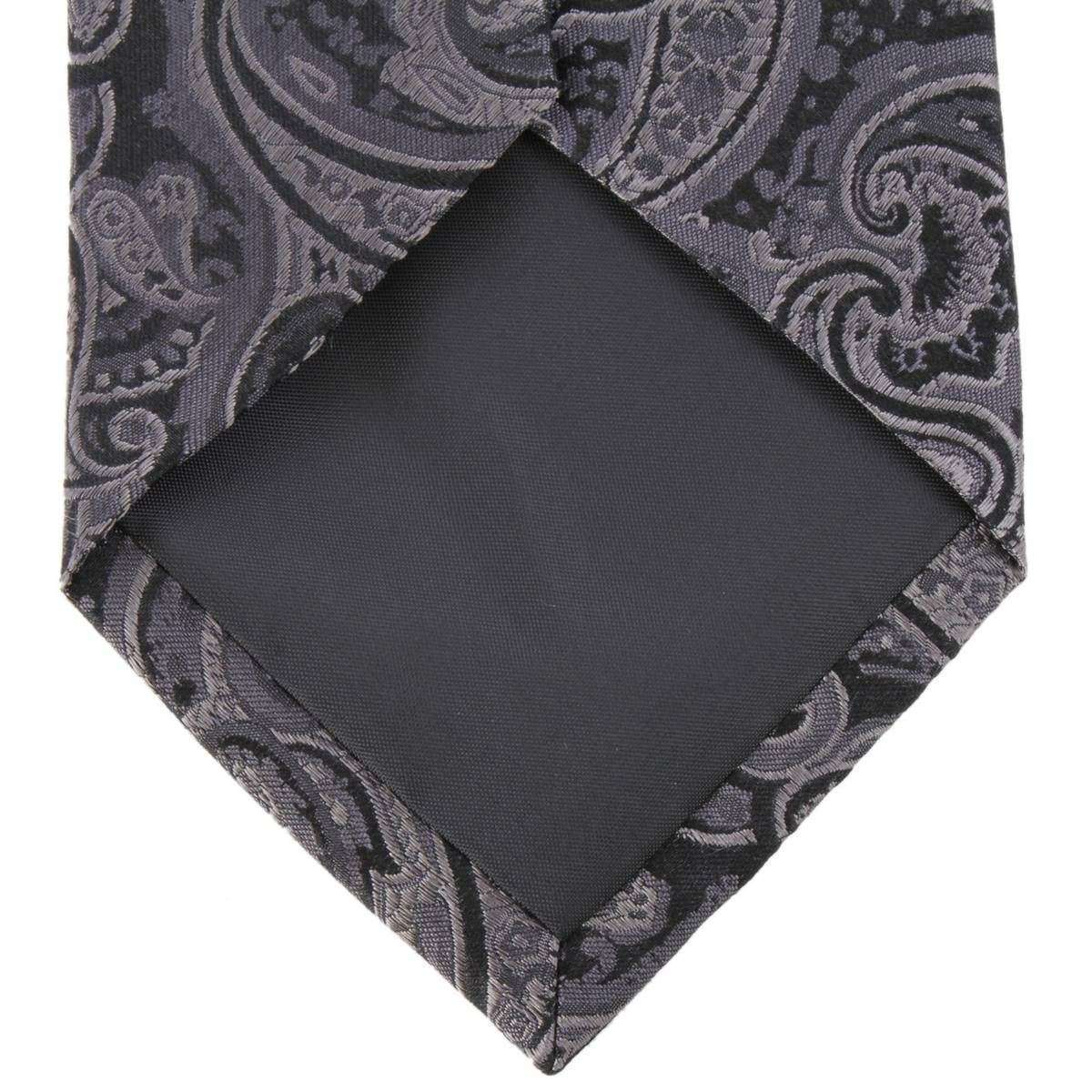 Knightsbridge Neckwear Paisley Silk Tie - Grey - Image 3