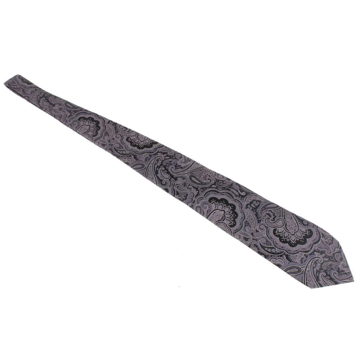Knightsbridge Neckwear Paisley Silk Tie - Grey - Image 4