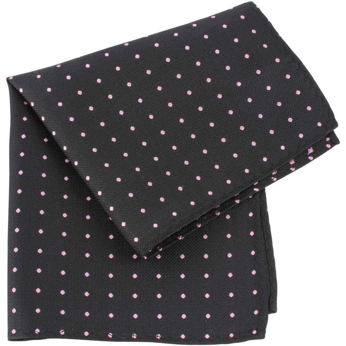 Knightsbridge Neckwear Pin Dot Silk Pocket Square - Black/Pink - Image 2