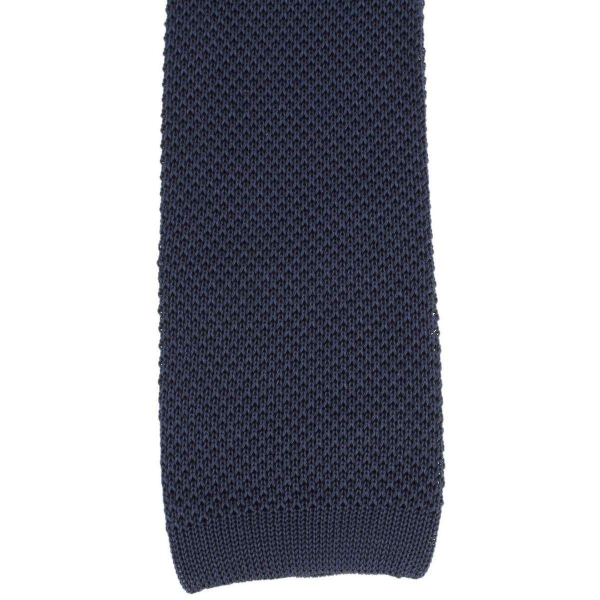 Knightsbridge Neckwear Plain Silk Knitted Tie - Navy - Image 2
