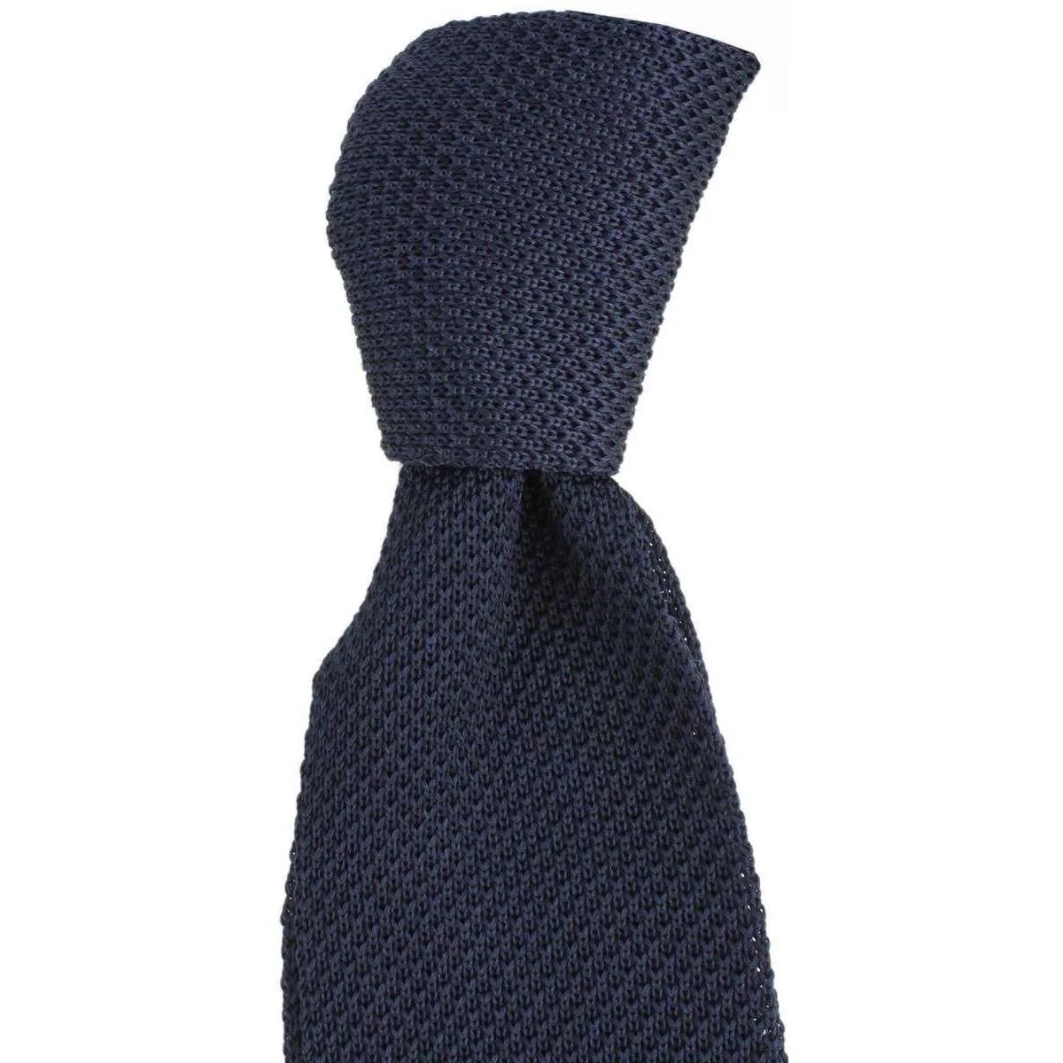 Knightsbridge Neckwear Plain Silk Knitted Tie - Navy - Image 3