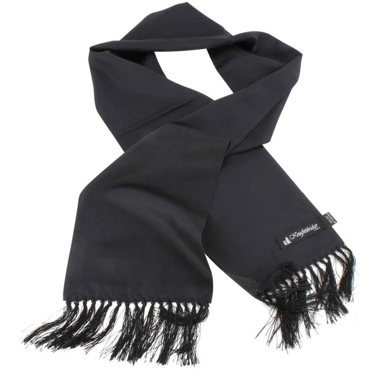 Knightsbridge Neckwear Plain Silk Scarf - Black - Image 2
