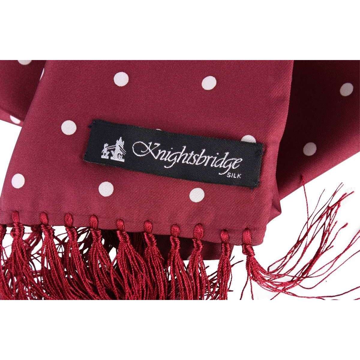 Knightsbridge Neckwear Polka Dot Aviator Silk Scarf - Burgundy/White - Image 5