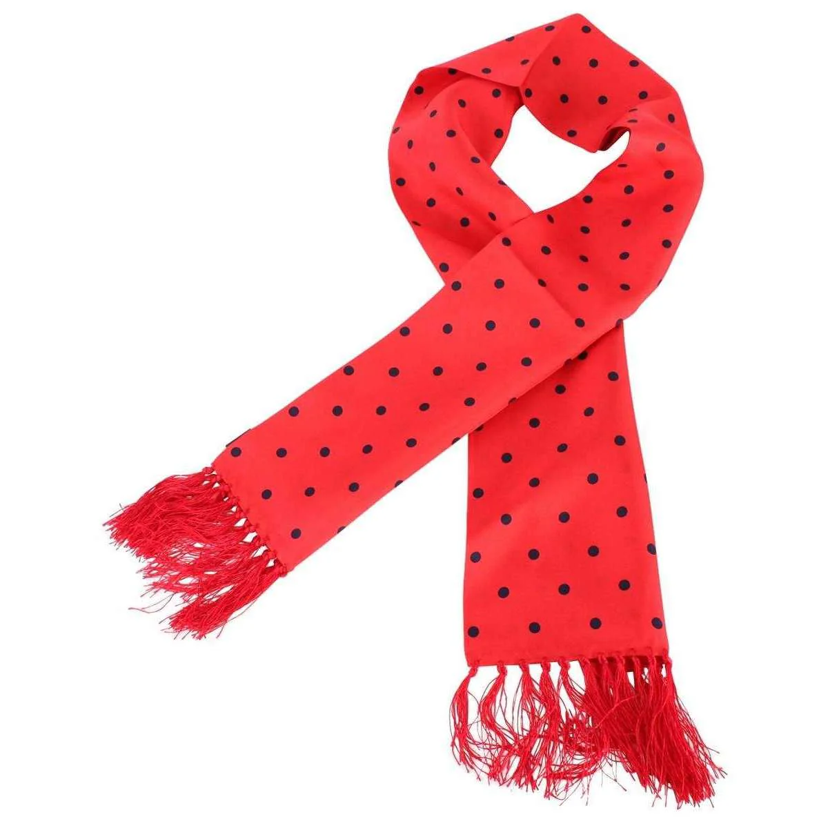 Knightsbridge Neckwear Polka Dot Aviator Silk Scarf - Red/Black - Image 2