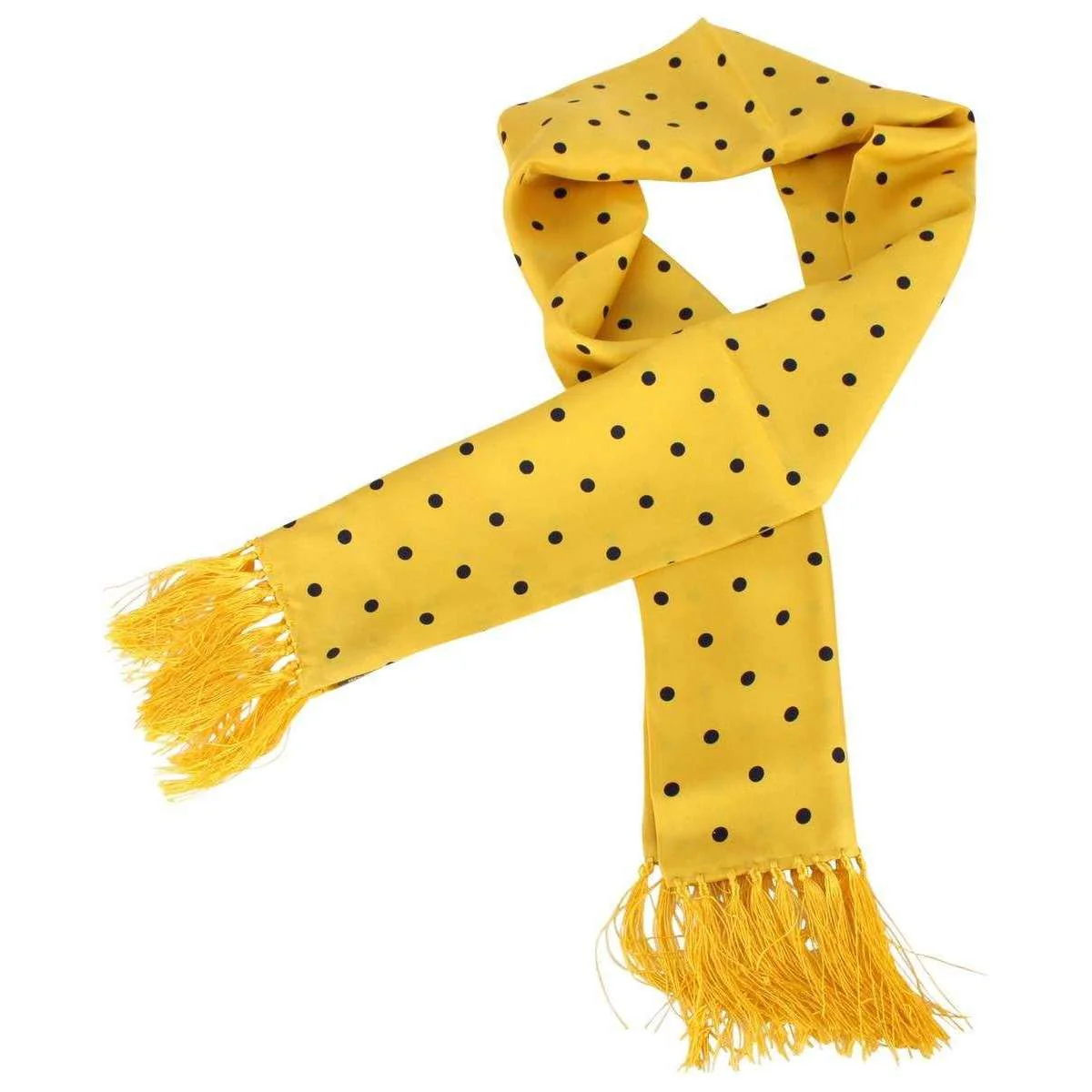 Knightsbridge Neckwear Polka Dot Aviator Silk Scarf - Yellow/Navy - Image 2