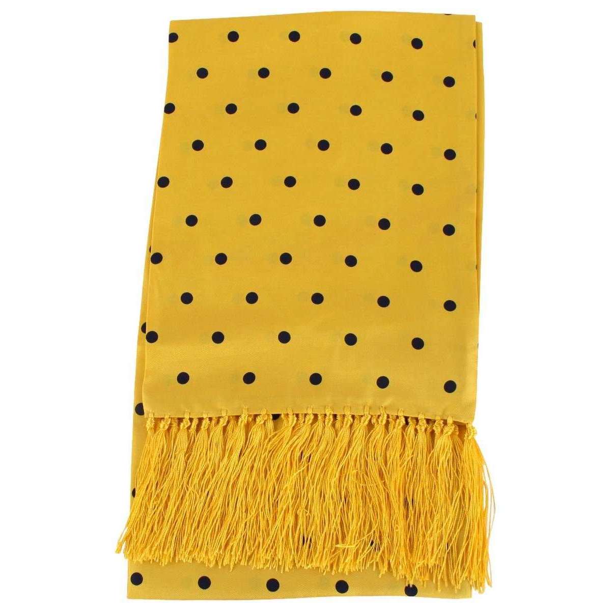 Knightsbridge Neckwear Polka Dot Aviator Silk Scarf - Yellow/Navy - Image 3