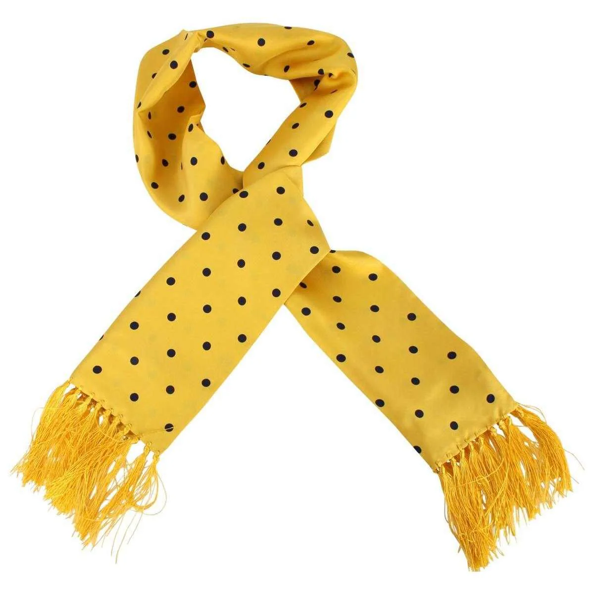 Knightsbridge Neckwear Polka Dot Aviator Silk Scarf - Yellow/Navy - Image 4