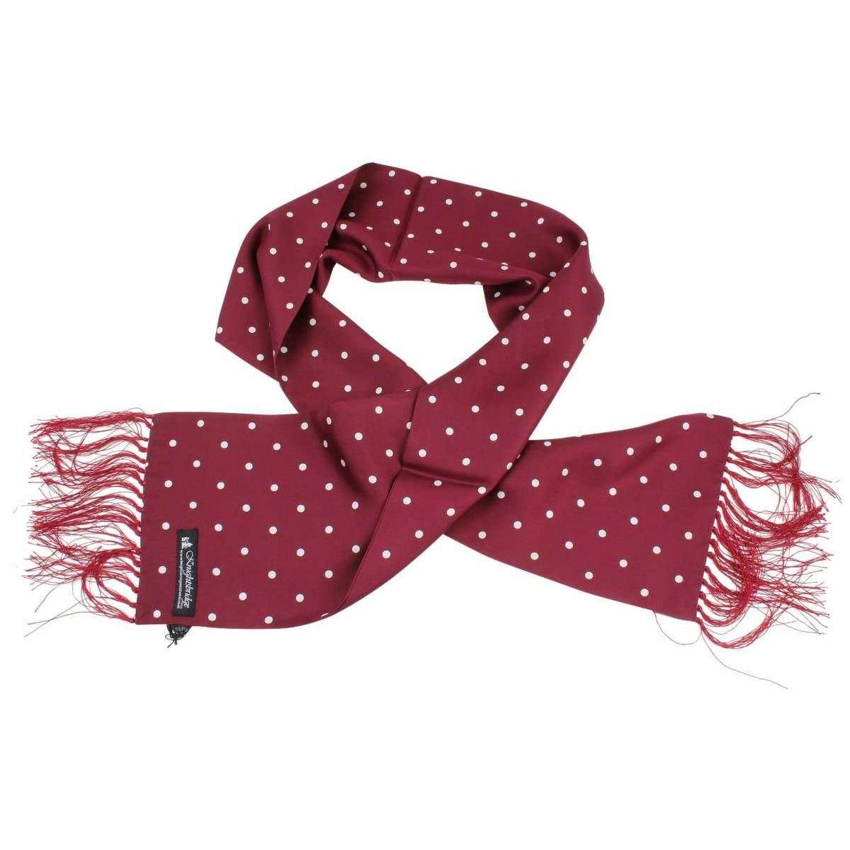 Knightsbridge Neckwear Polka Dot Dress Scarf - Burgundy/White - Image 2