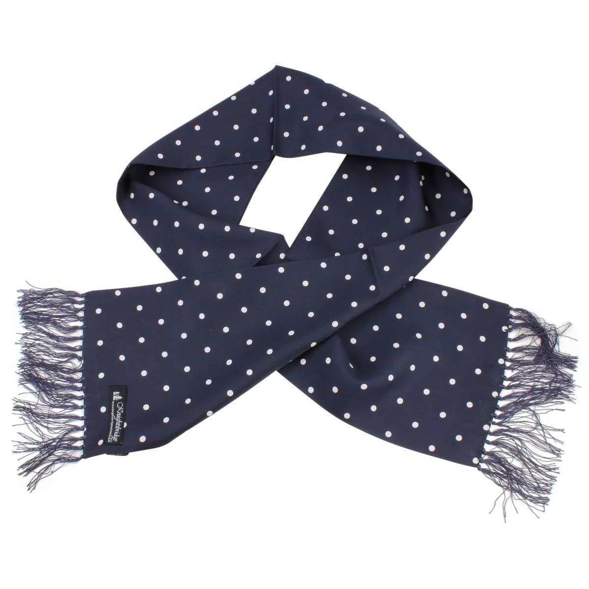 Knightsbridge Neckwear Polka Dot Dress Scarf - Navy/White - Image 2