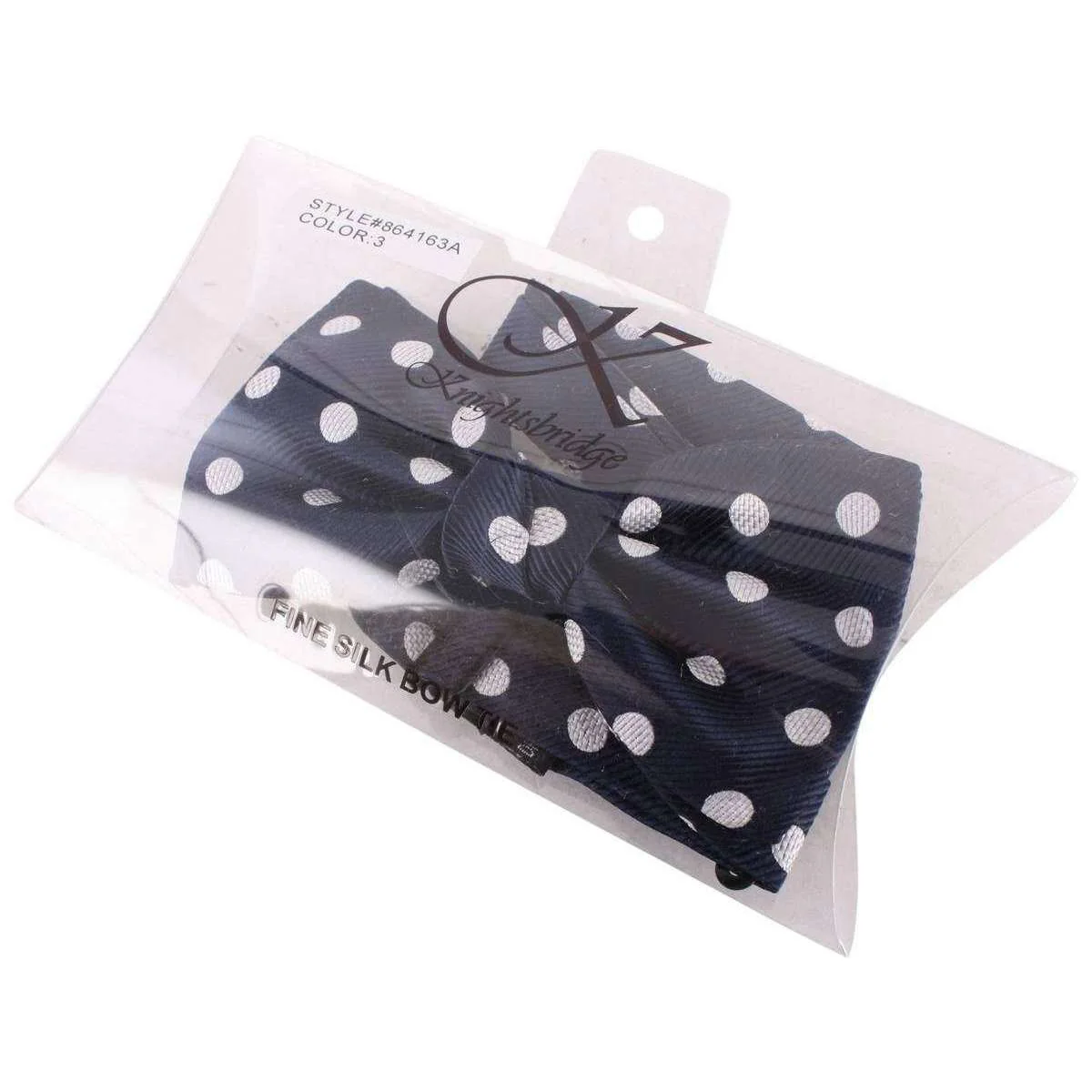 Knightsbridge Neckwear Polka Dot Silk Bow Tie - Navy/White - Image 4