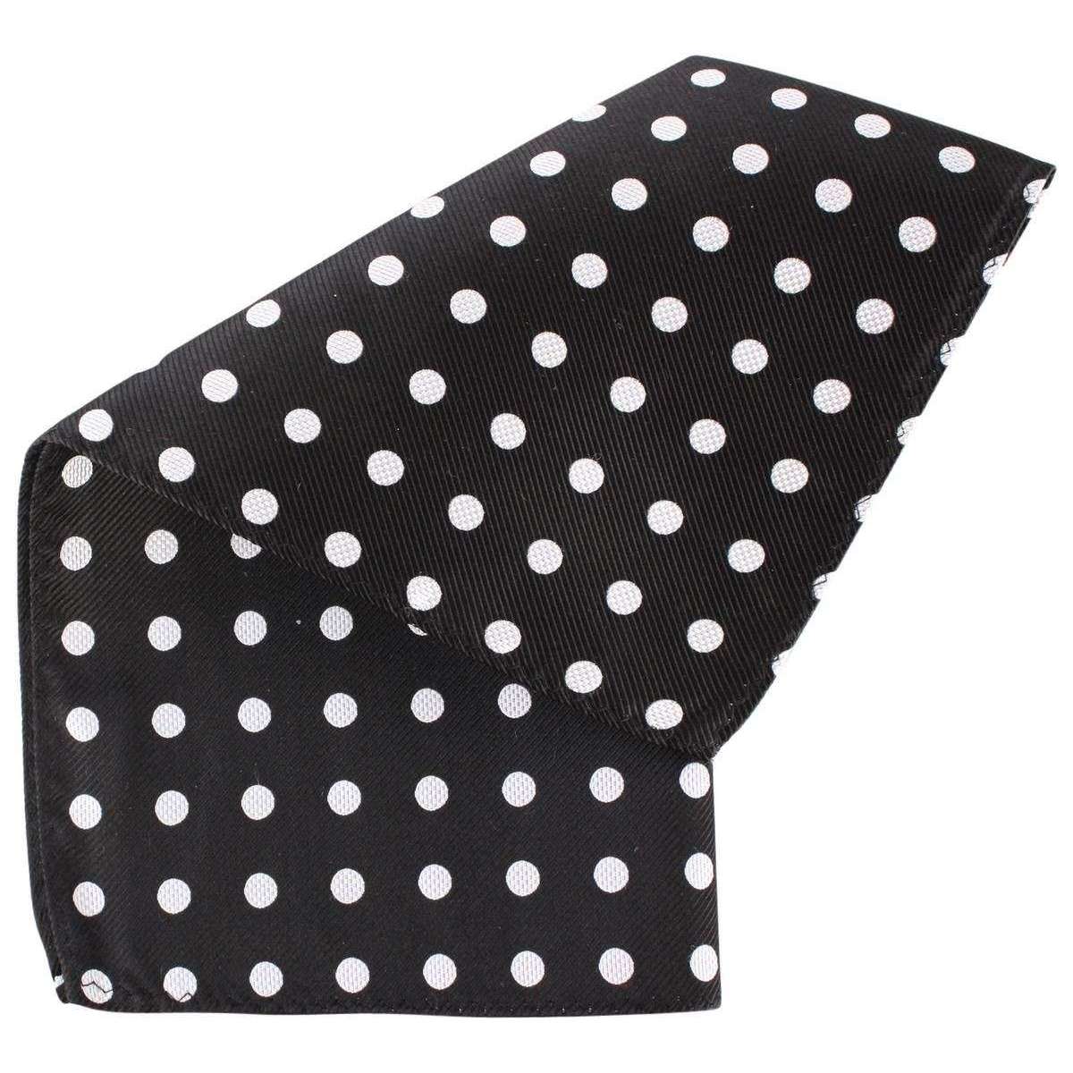 Knightsbridge Neckwear Polka Dot Silk Pocket Square - Black/Silver - Image 2