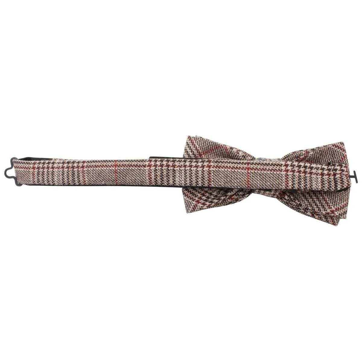 Knightsbridge Neckwear Price of Wales Checked Bow Tie - Brown/Red - Image 2