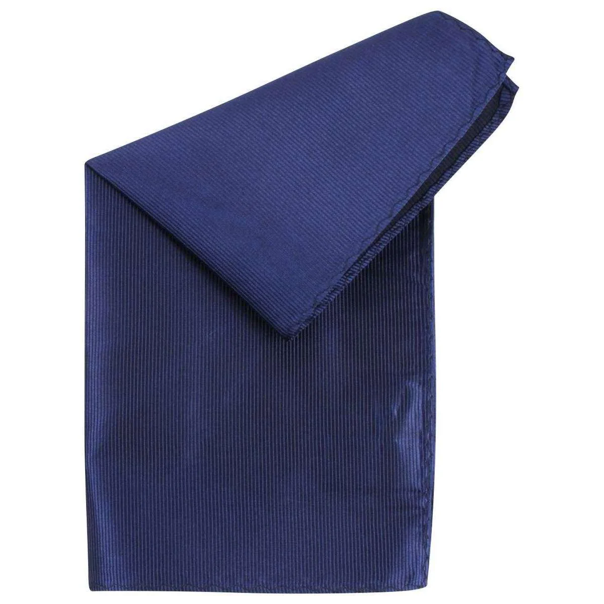 Knightsbridge Neckwear Ribbed Silk Pocket Square - Navy - Image 2