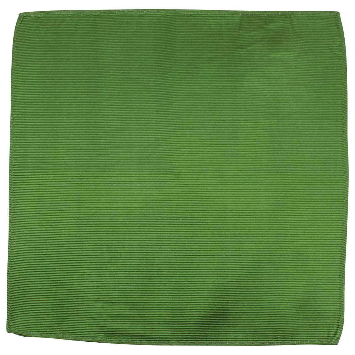 Knightsbridge Neckwear Ribbed Silk Pocket Square - Olive Green - Image 3