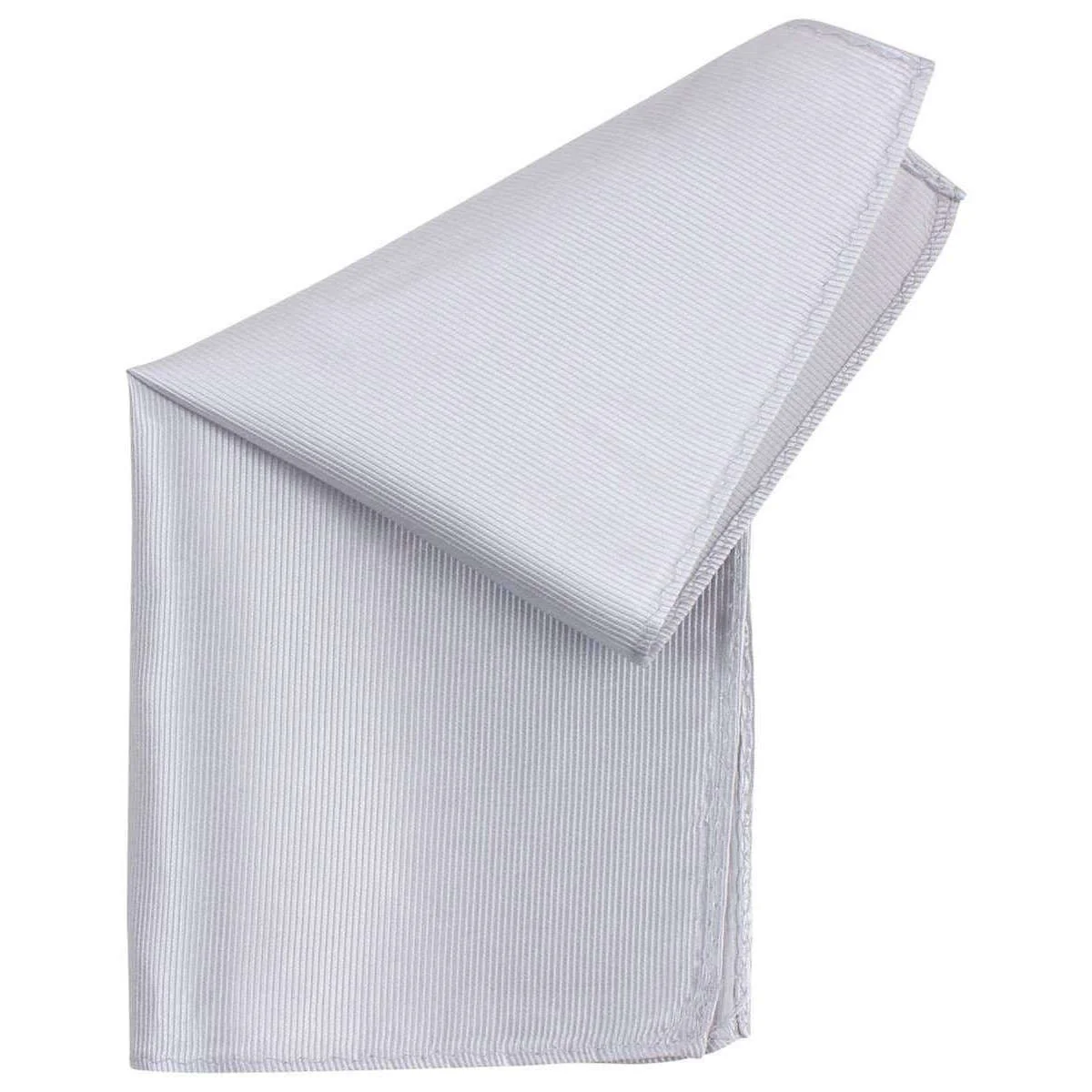 Knightsbridge Neckwear Ribbed Silk Pocket Square - Silver - Image 2