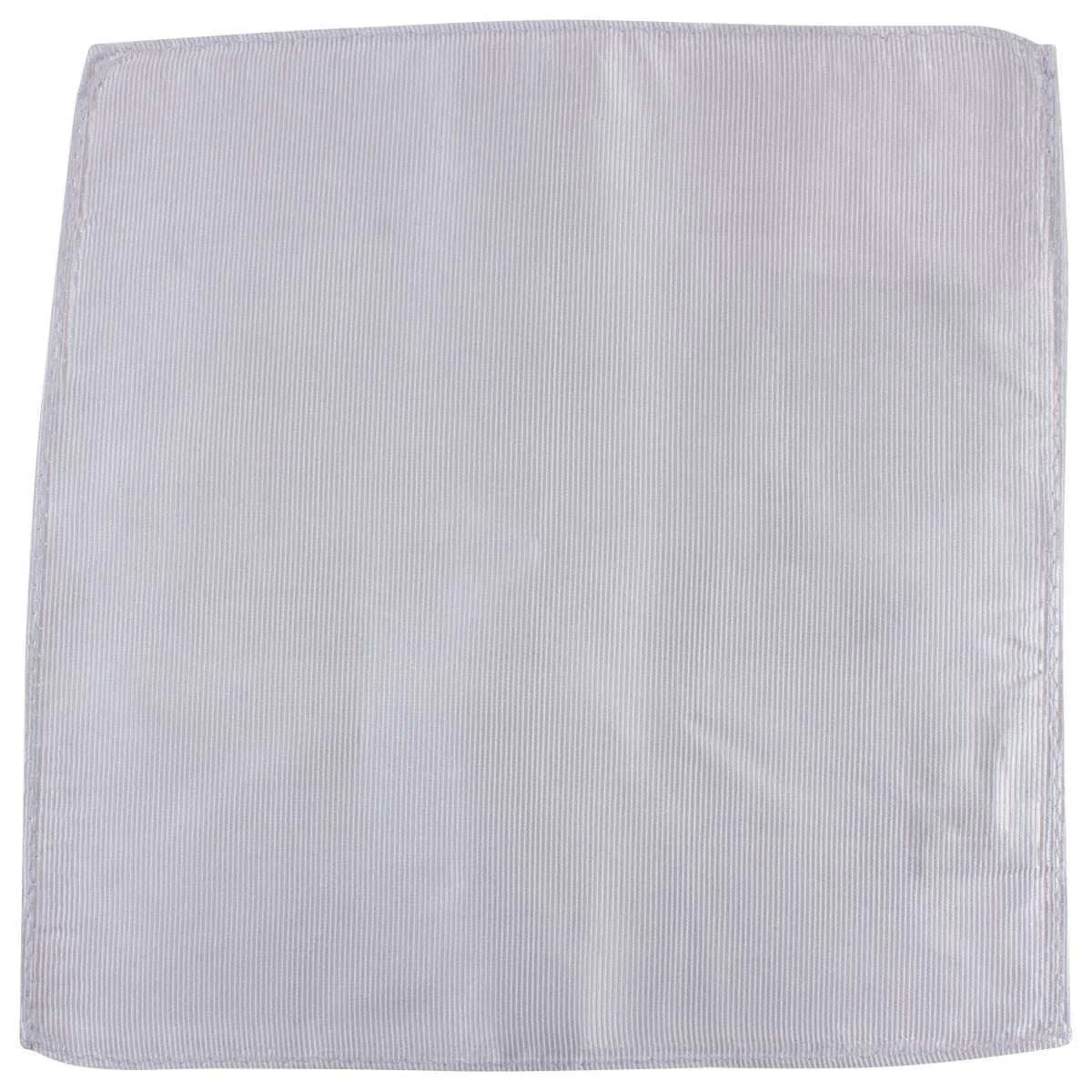 Knightsbridge Neckwear Ribbed Silk Pocket Square - Silver - Image 3