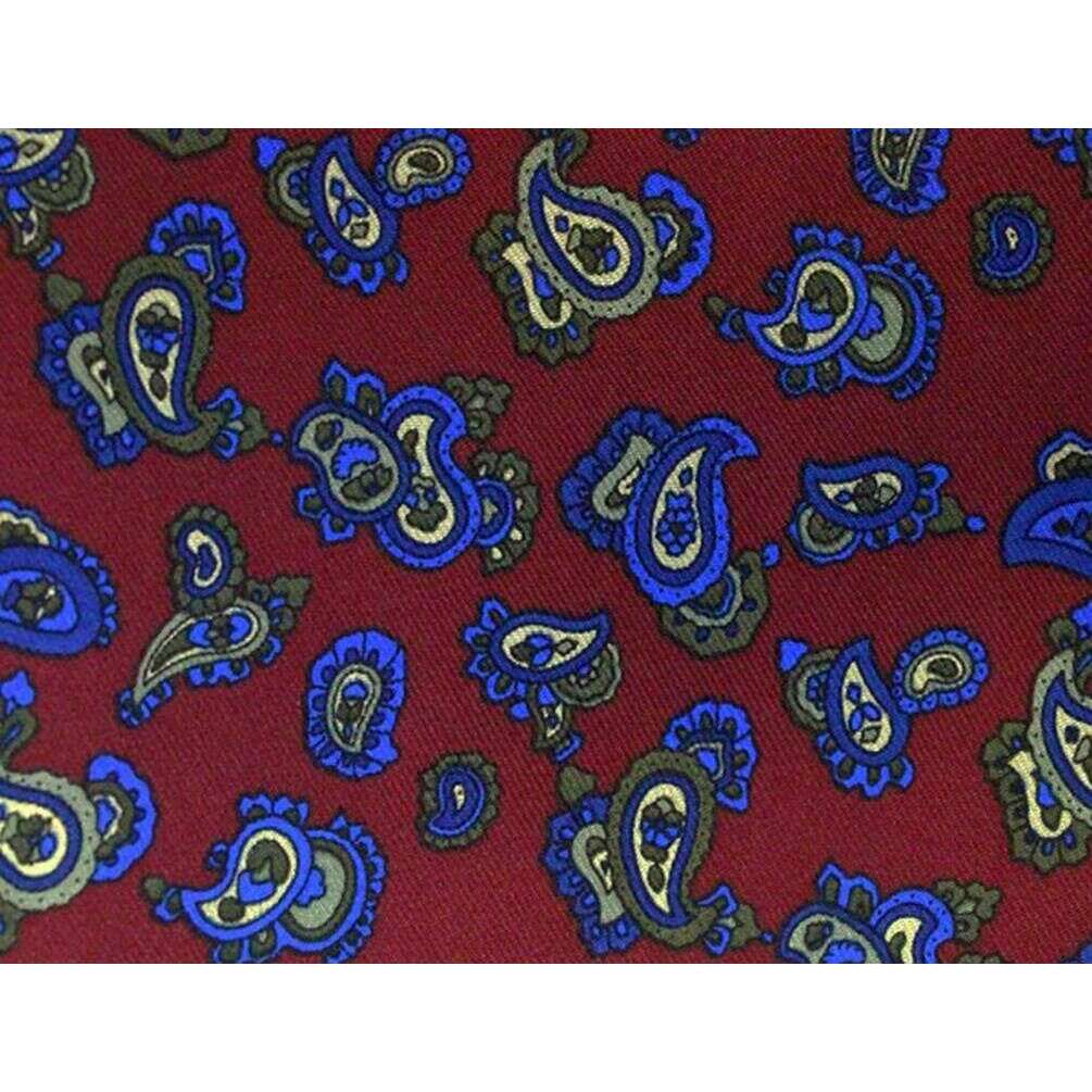 Knightsbridge Neckwear Small Paisley Silk Aviator Scarf - Burgundy/Blue - Image 2