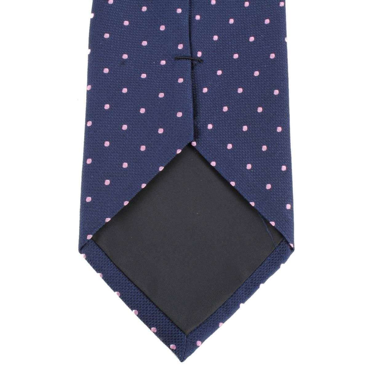 Knightsbridge Neckwear Spotted Silk Tie - Navy/Pink - Image 2