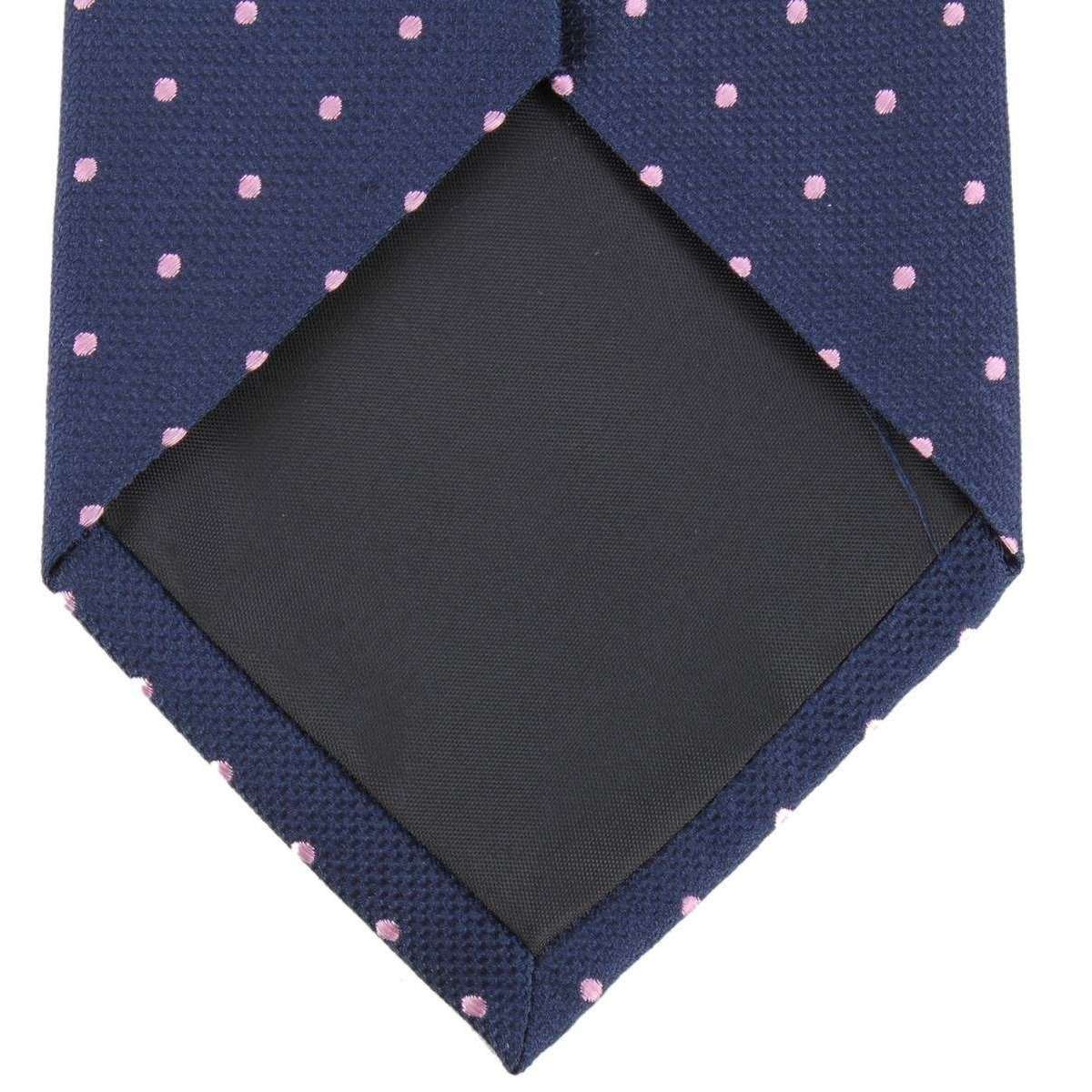 Knightsbridge Neckwear Spotted Silk Tie - Navy/Pink - Image 3