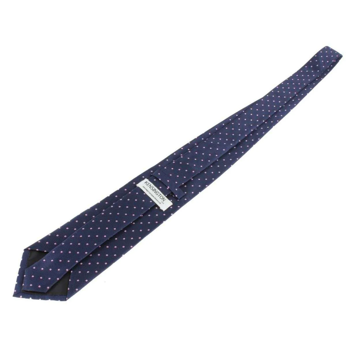 Knightsbridge Neckwear Spotted Silk Tie - Navy/Pink - Image 5