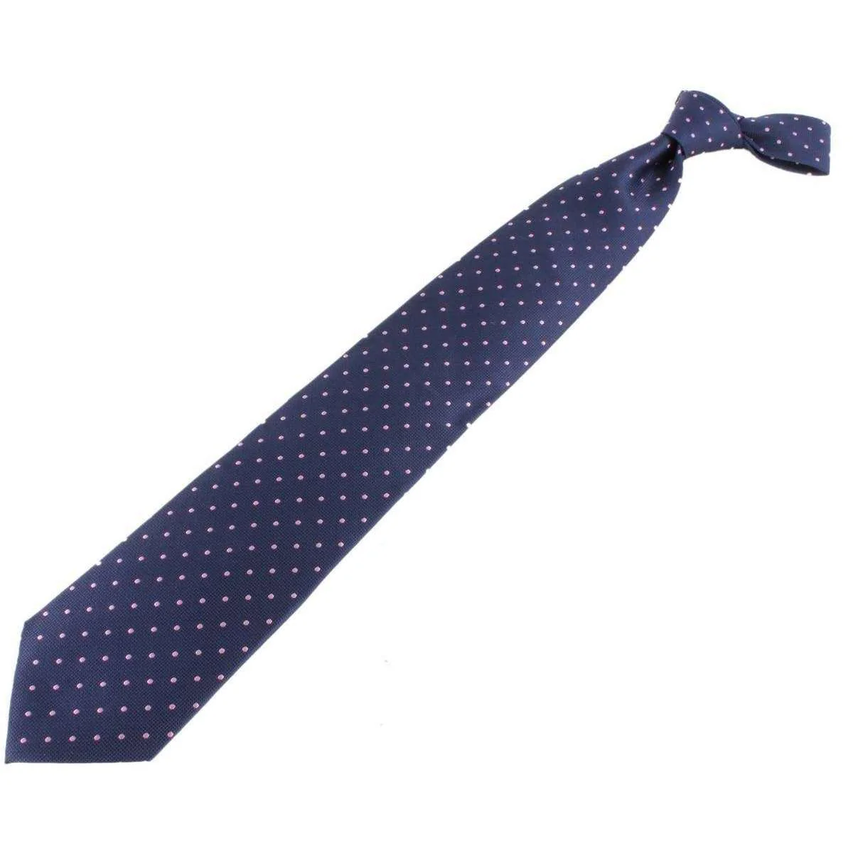 Knightsbridge Neckwear Spotted Silk Tie - Navy/Pink - Image 6