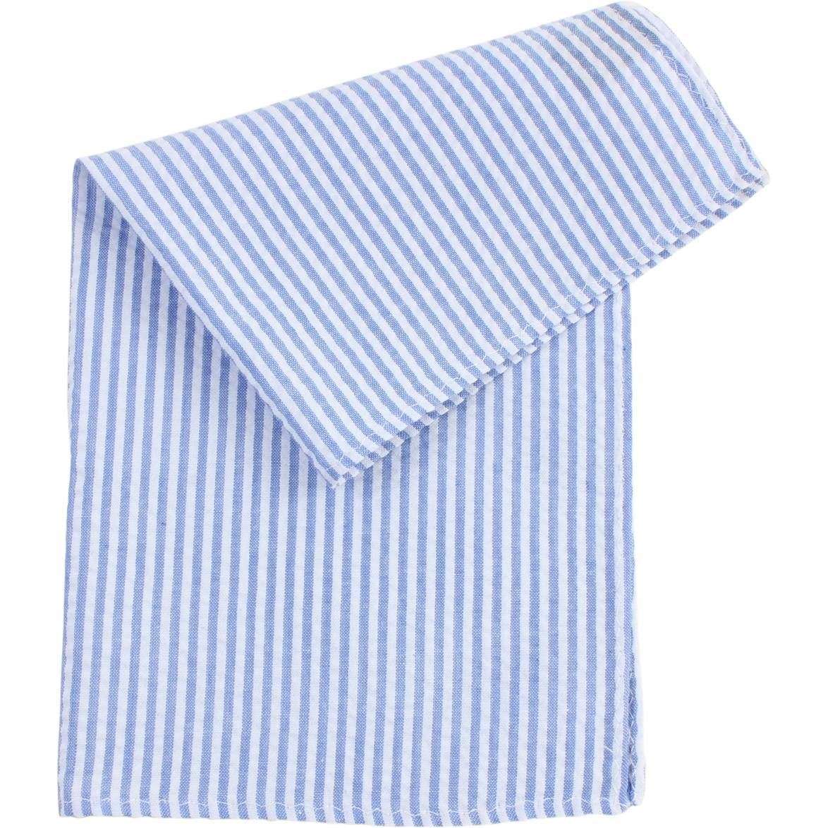 Knightsbridge Neckwear Striped Cotton Pocket Square - Sky Blue/White - Image 3