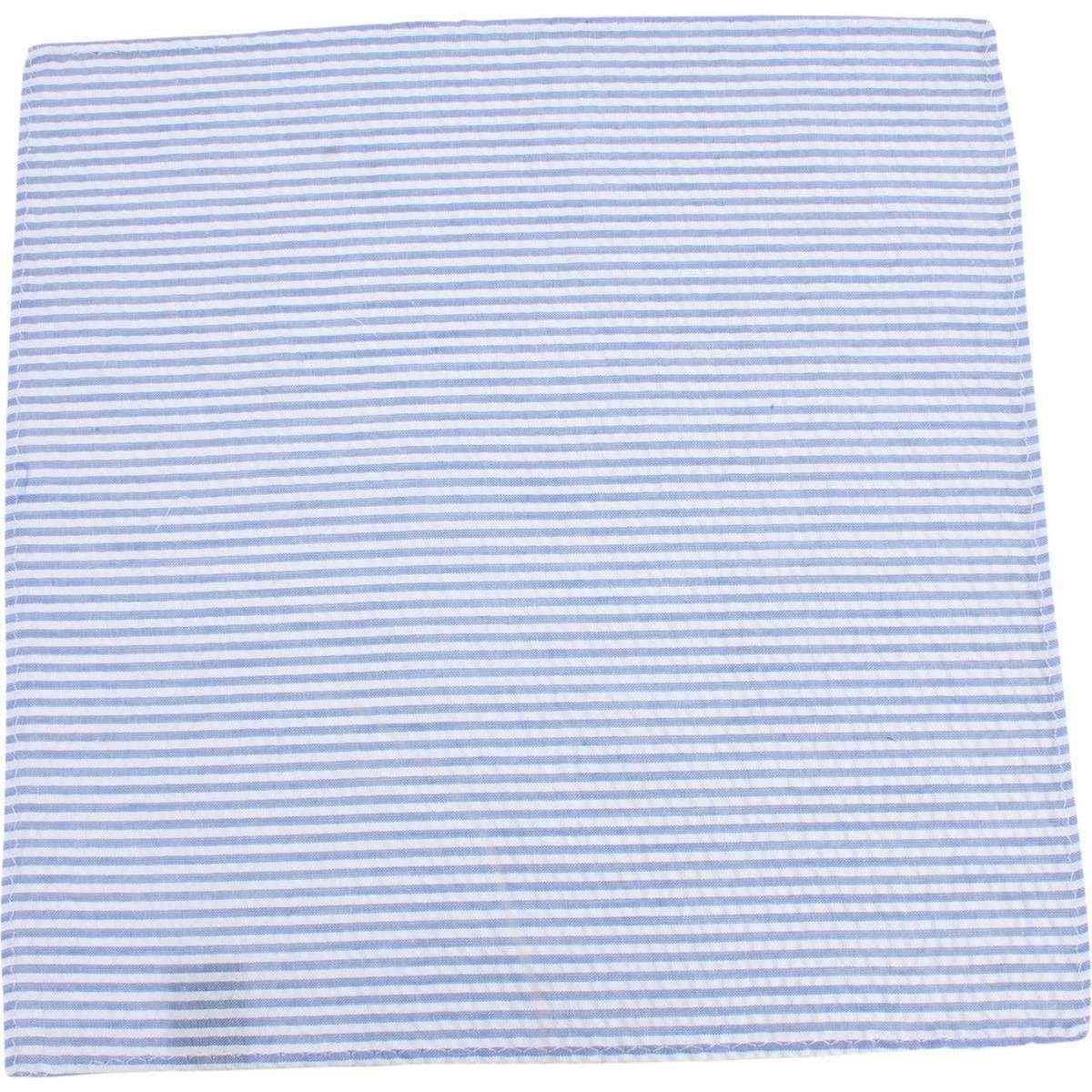 Knightsbridge Neckwear Striped Cotton Pocket Square - Sky Blue/White - Image 4