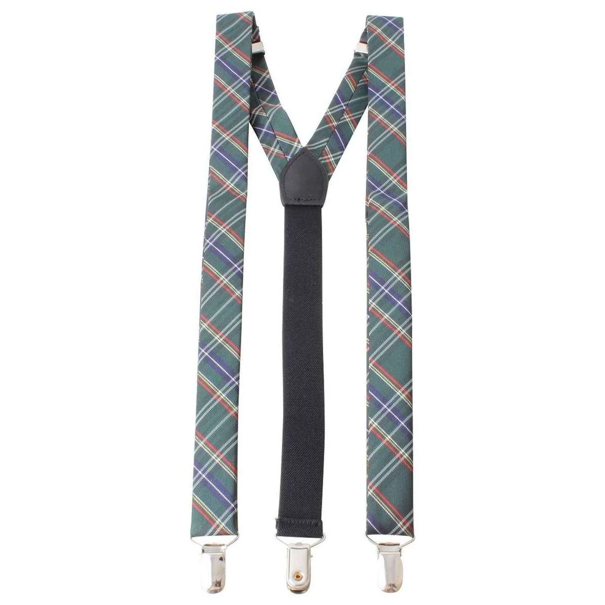 Knightsbridge Neckwear Tartan Clip Braces - Green - Image 2