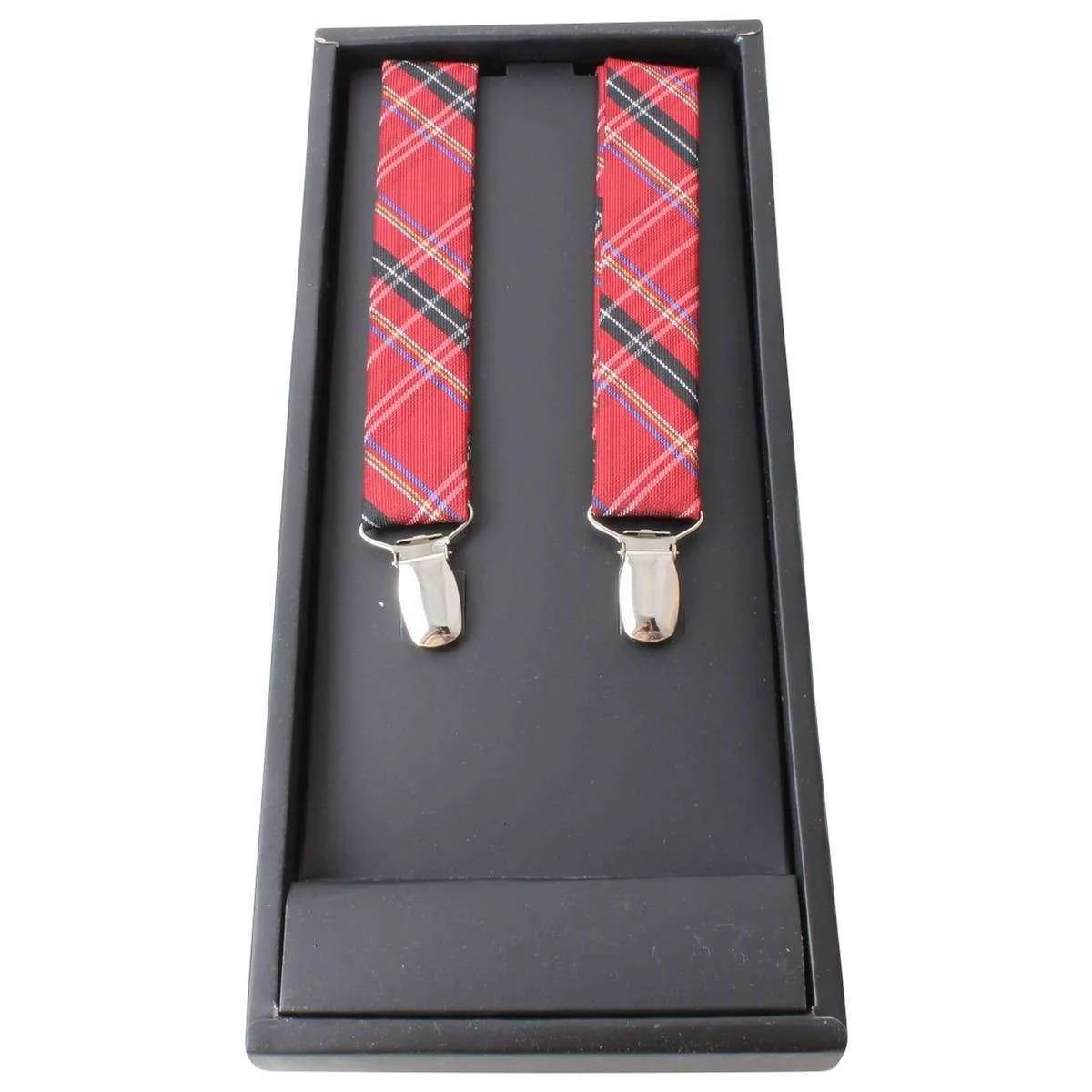 Knightsbridge Neckwear Tartan Clip Braces - Red - Image 4