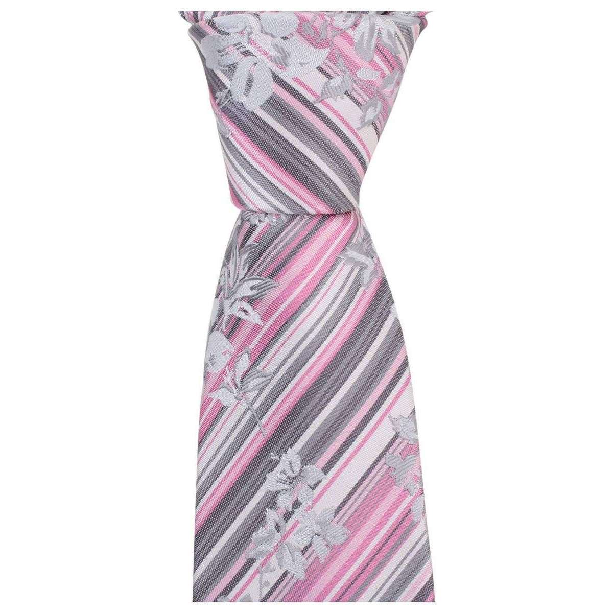 Knightsbridge Neckwear Unique Floral Tie - Pink/Grey - Image 2