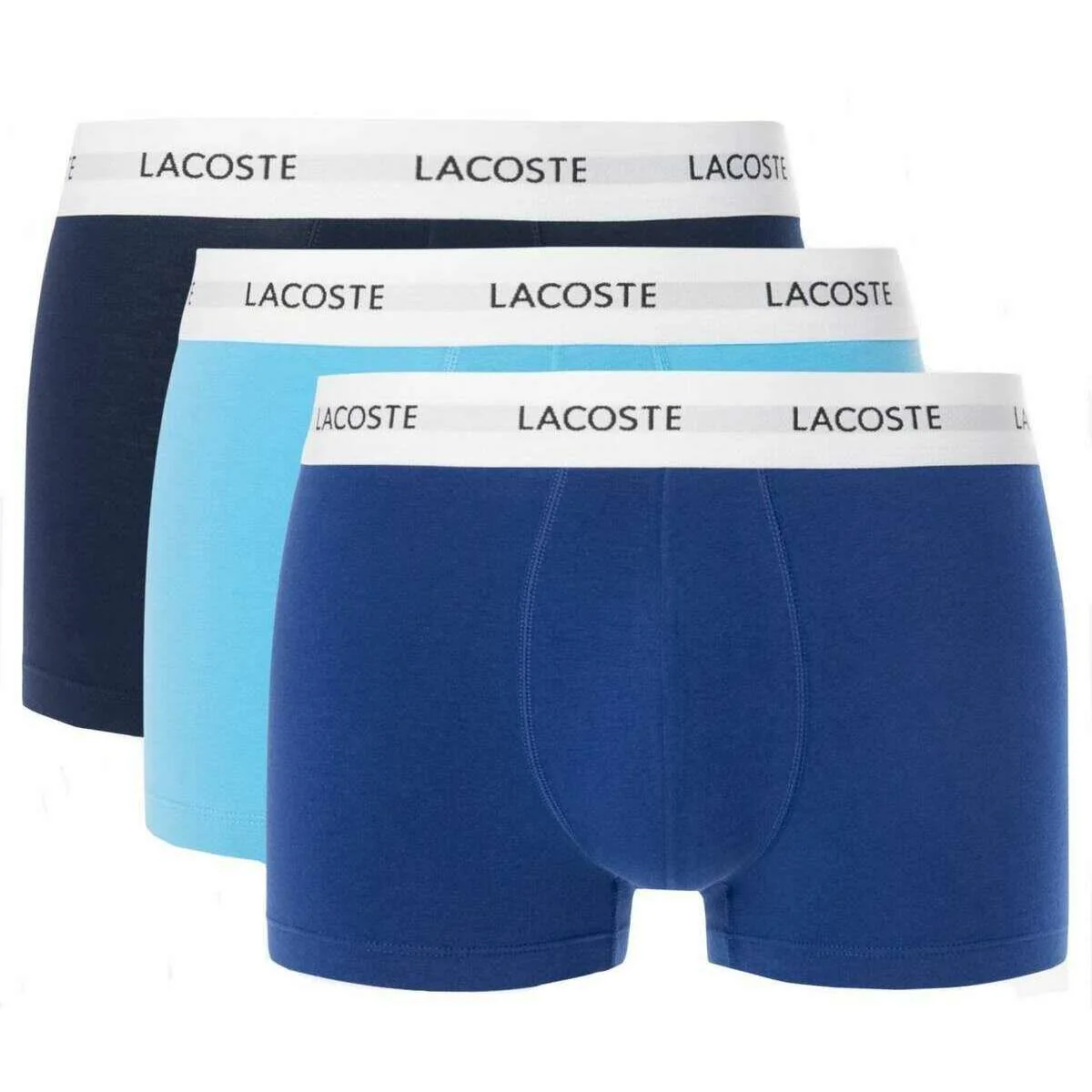 Lacoste 3 Pack Cotton Stretch Trunks - Methylene Navy/Argentine Blue