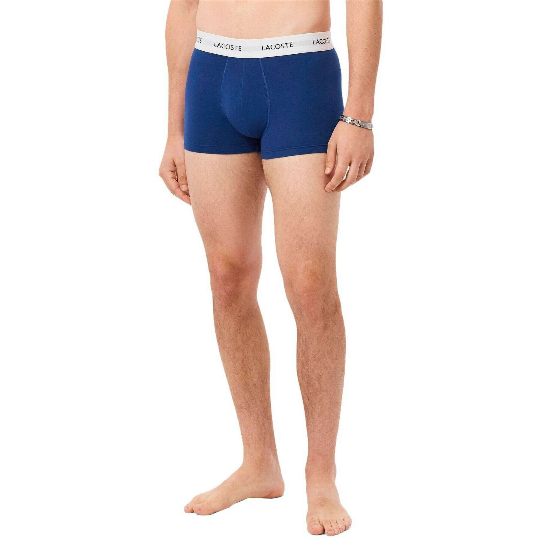 Lacoste 3 Pack Cotton Stretch Trunks - Methylene Navy/Argentine Blue - Image 2