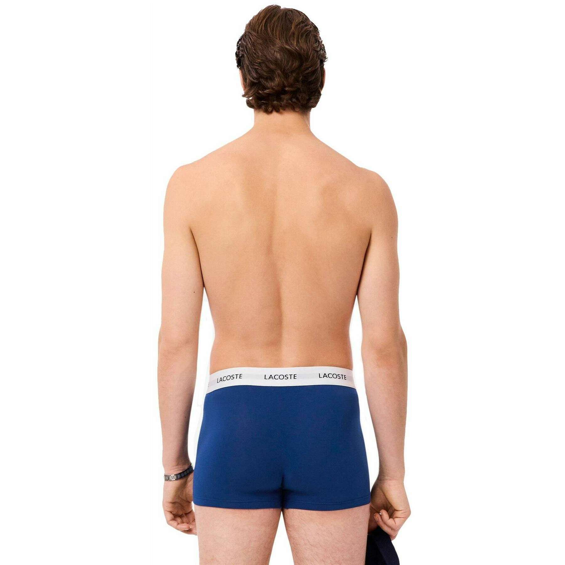 Lacoste 3 Pack Cotton Stretch Trunks - Methylene Navy/Argentine Blue - Image 3