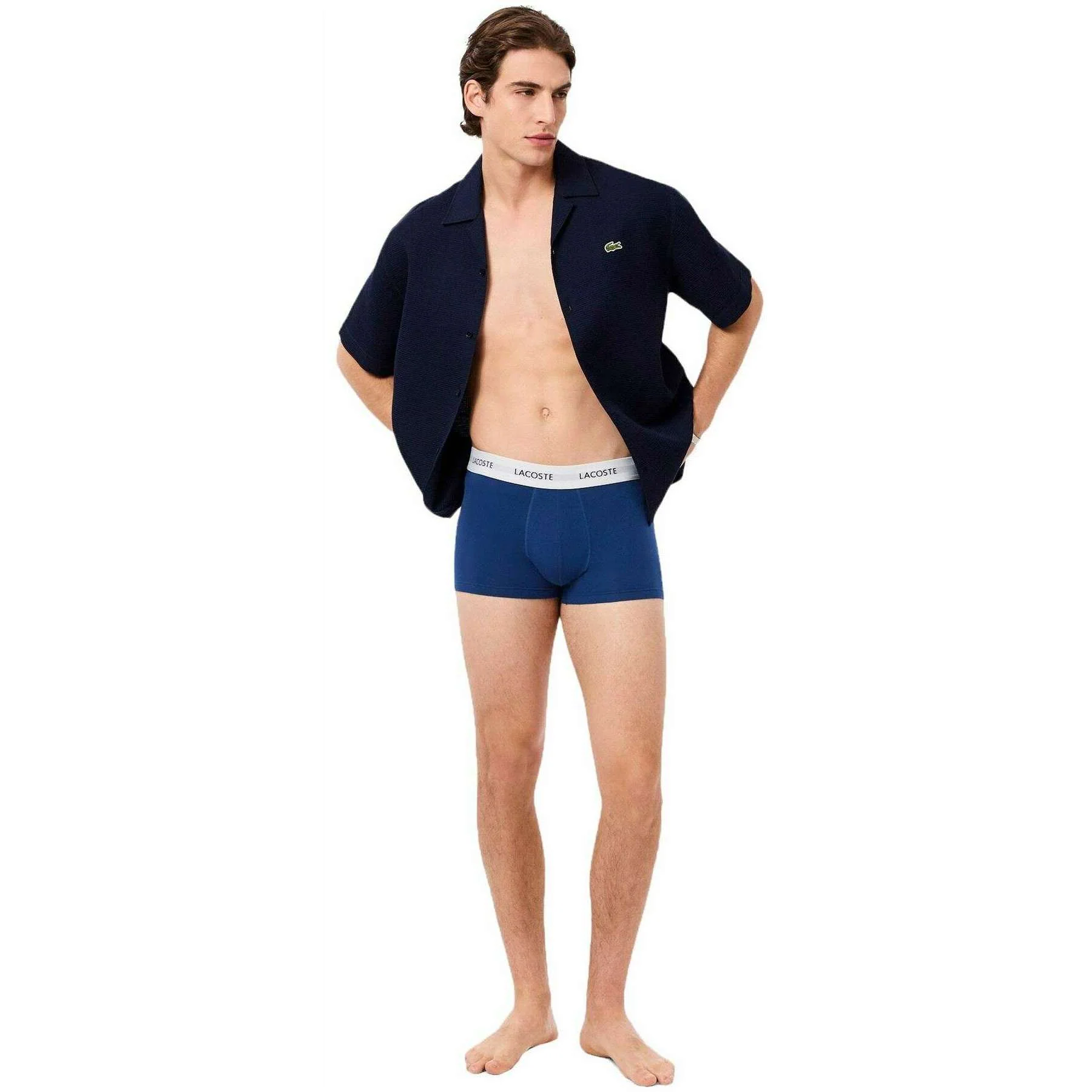 Lacoste 3 Pack Cotton Stretch Trunks - Methylene Navy/Argentine Blue - Image 6