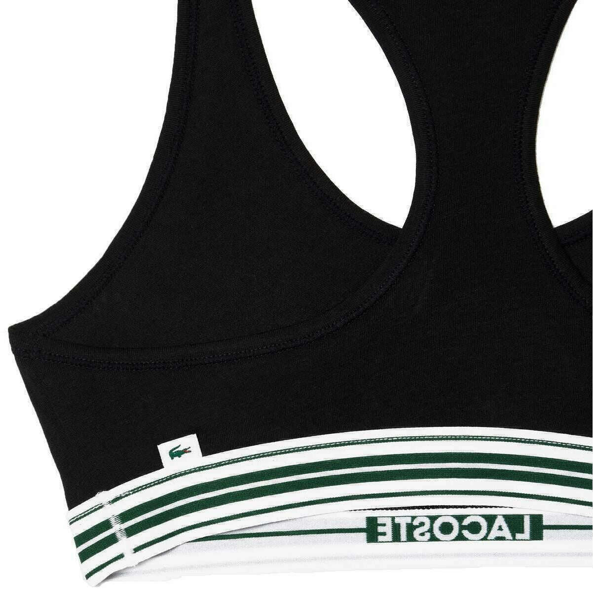 Lacoste Contrast Band Stretch Cotton Bralette - Black - Image 3