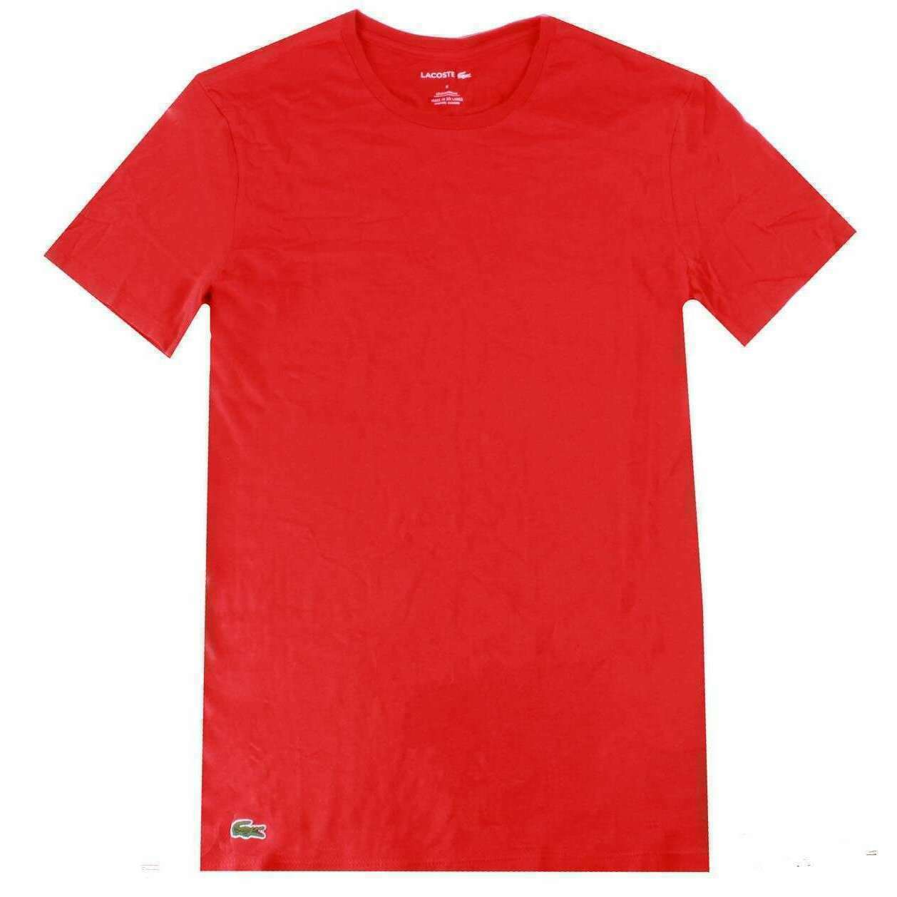 Lacoste Crew Neck Slim Fit Cotton 3 Pack T-Shirts - Navy/Red/Silver Chine Grey - Image 2