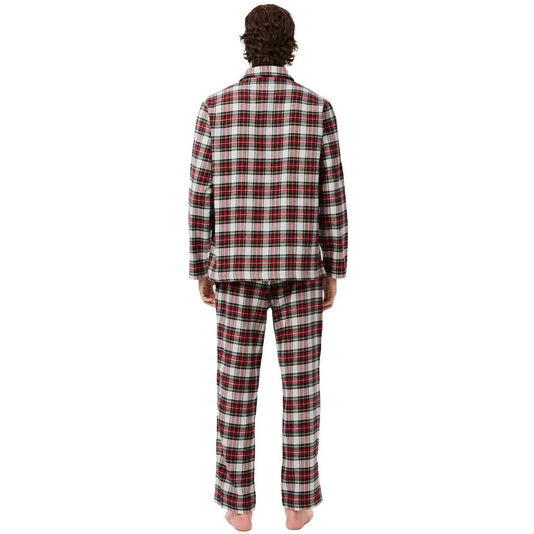 Lacoste Plaid Poplin Pyjama Set - Ladybird Red/White/Green - Image 3