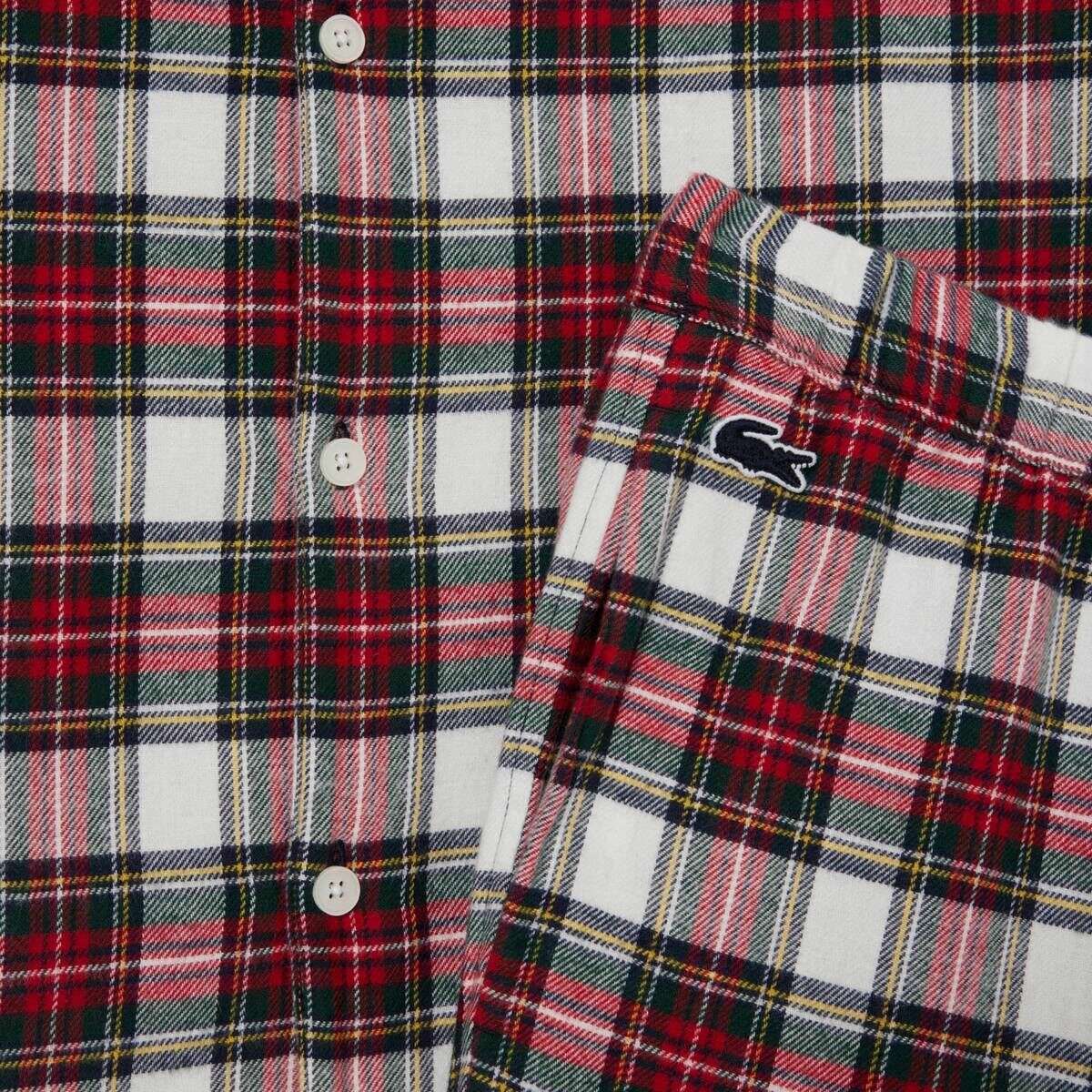 Lacoste Plaid Poplin Pyjama Set - Ladybird Red/White/Green - Image 7