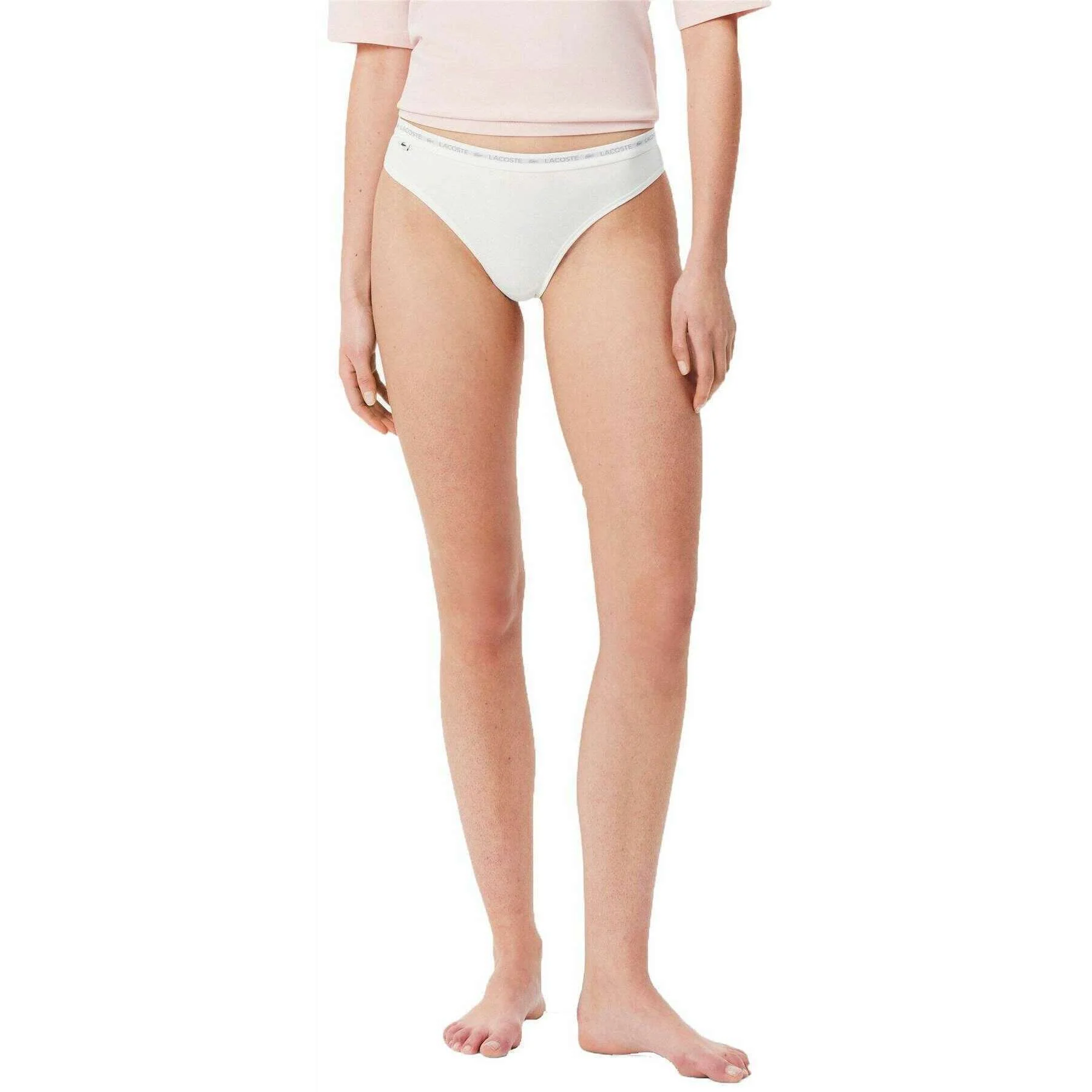 Lacoste Stretch Cotton 3 Pack Thongs - Black/White/Silver Chine Grey - Image 4