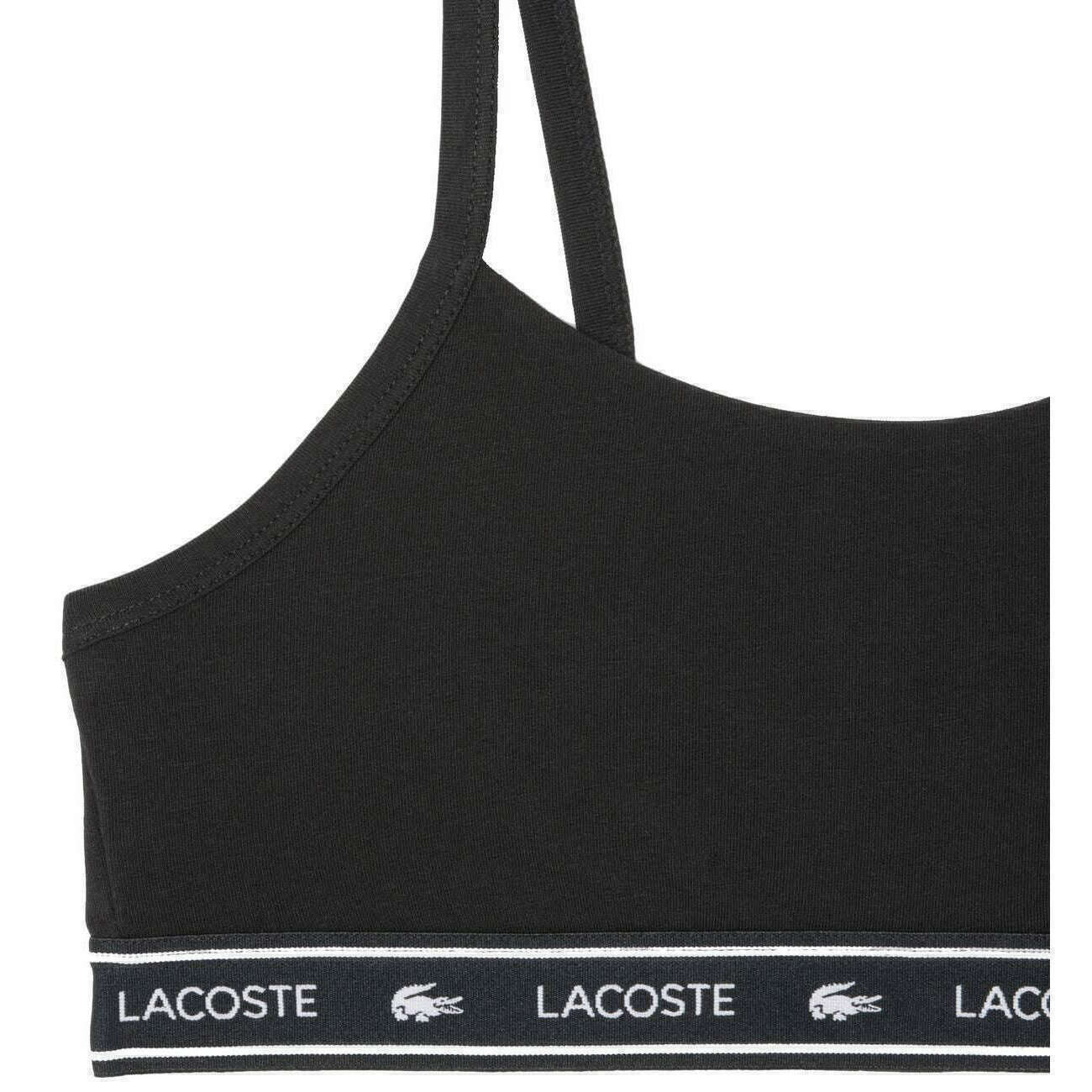 Lacoste Stretch Cotton Logo Band Bralette - Black - Image 3