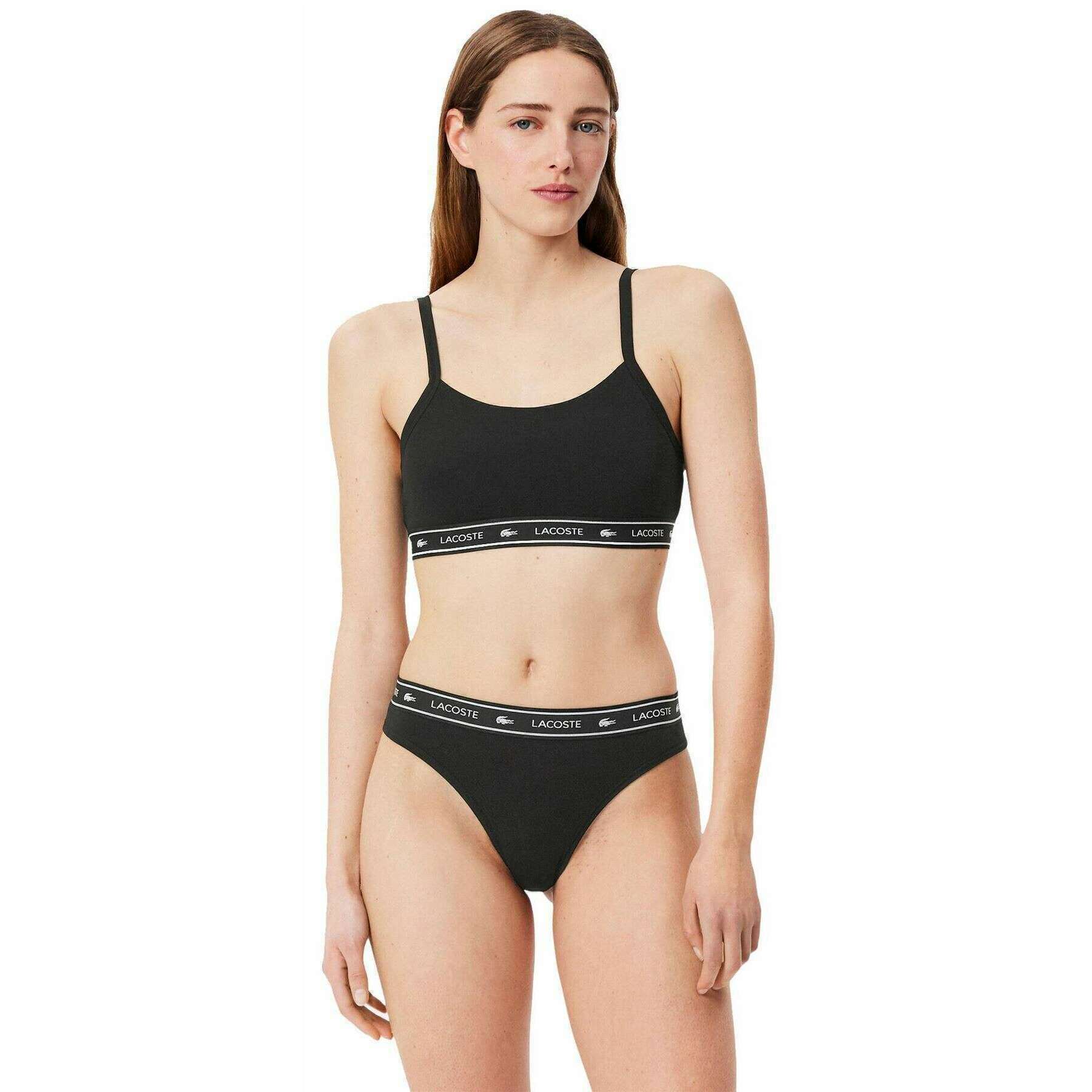 Lacoste Stretch Cotton Logo Band Bralette - Black - Image 4