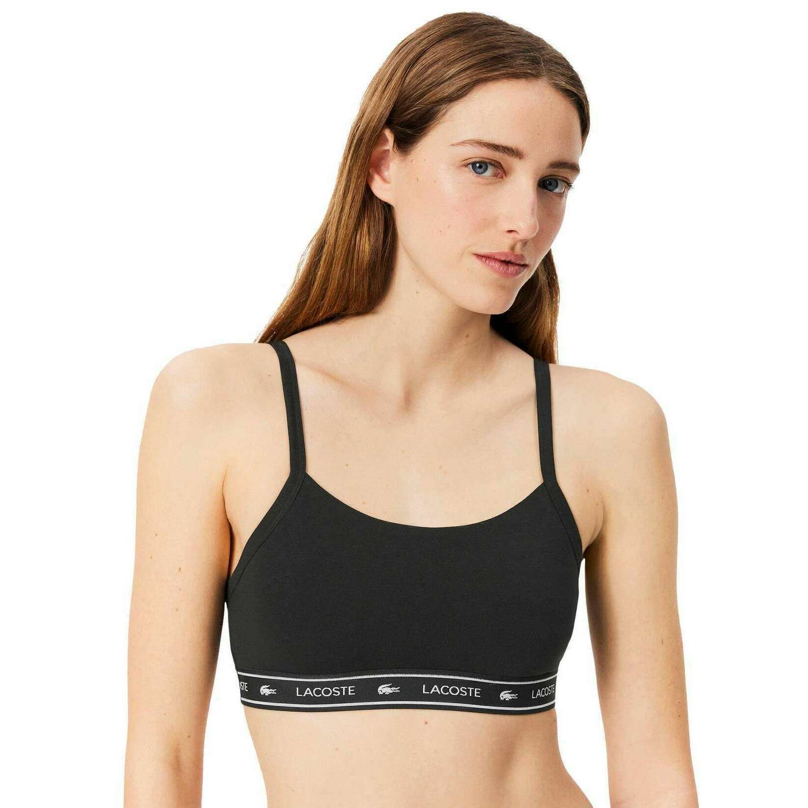 Lacoste Stretch Cotton Logo Band Bralette - Black - Image 6