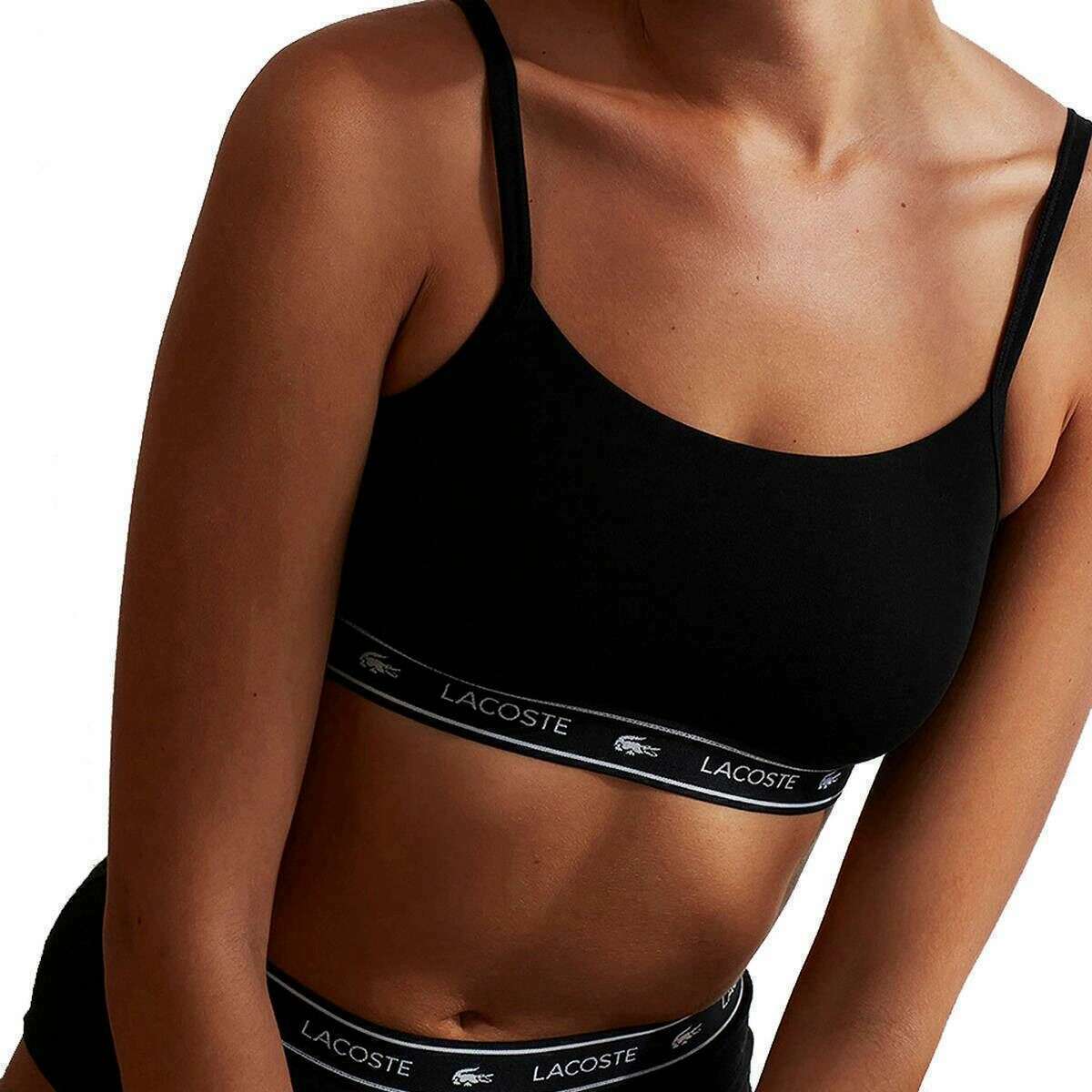 Lacoste Stretch Cotton Logo Band Bralette - Black - Image 7