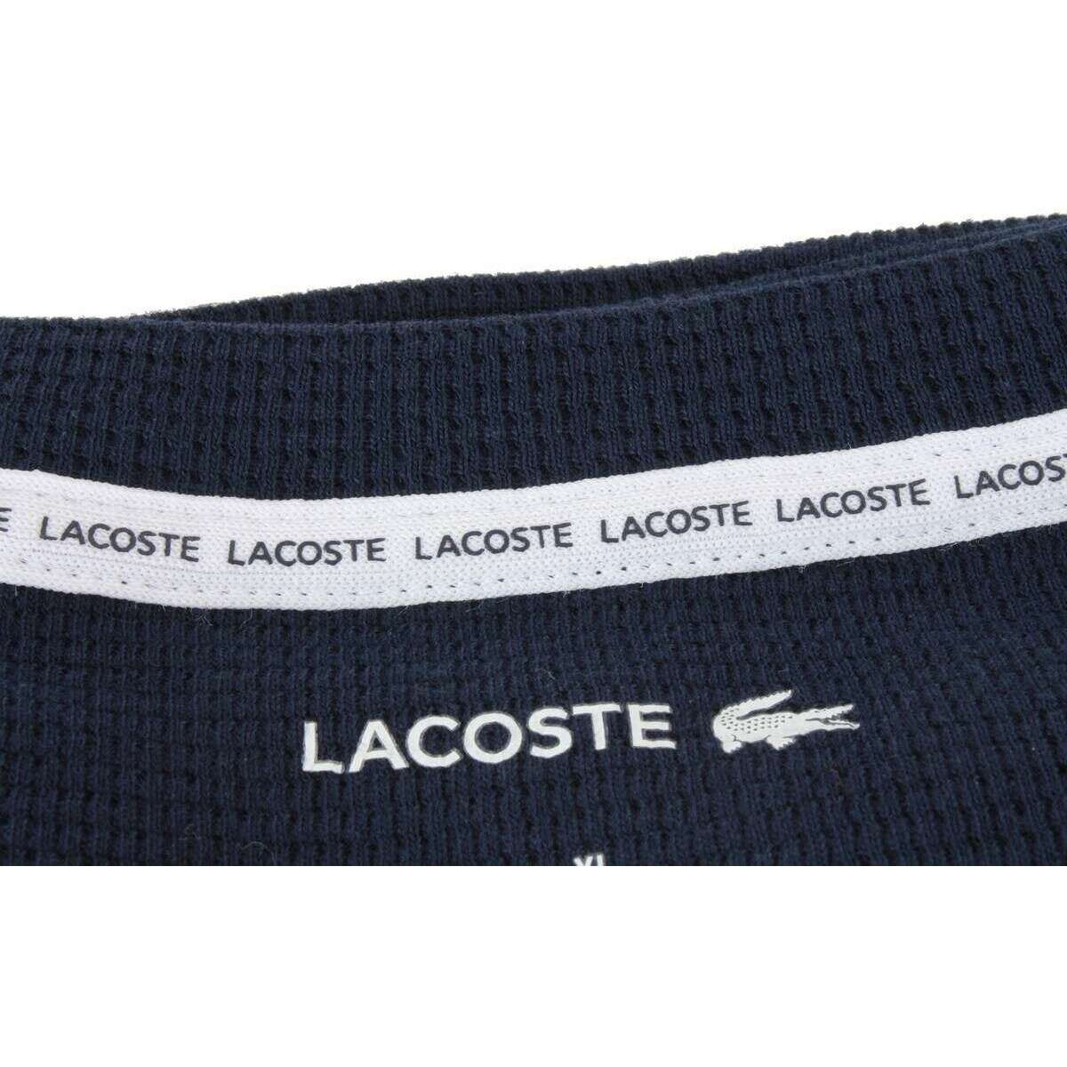Lacoste Waffle Loungewear T-Shirt - Navy - Image 4