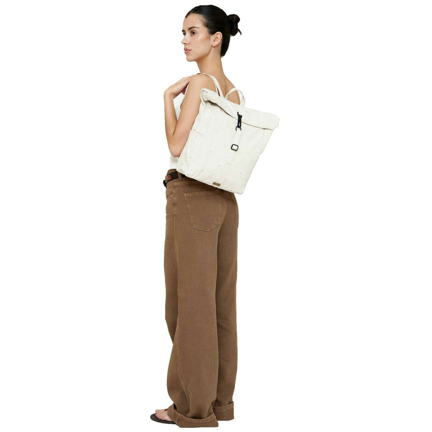 Lefrik Arles Roll Mini Backpack - Ecru Dots Cream - Image 3